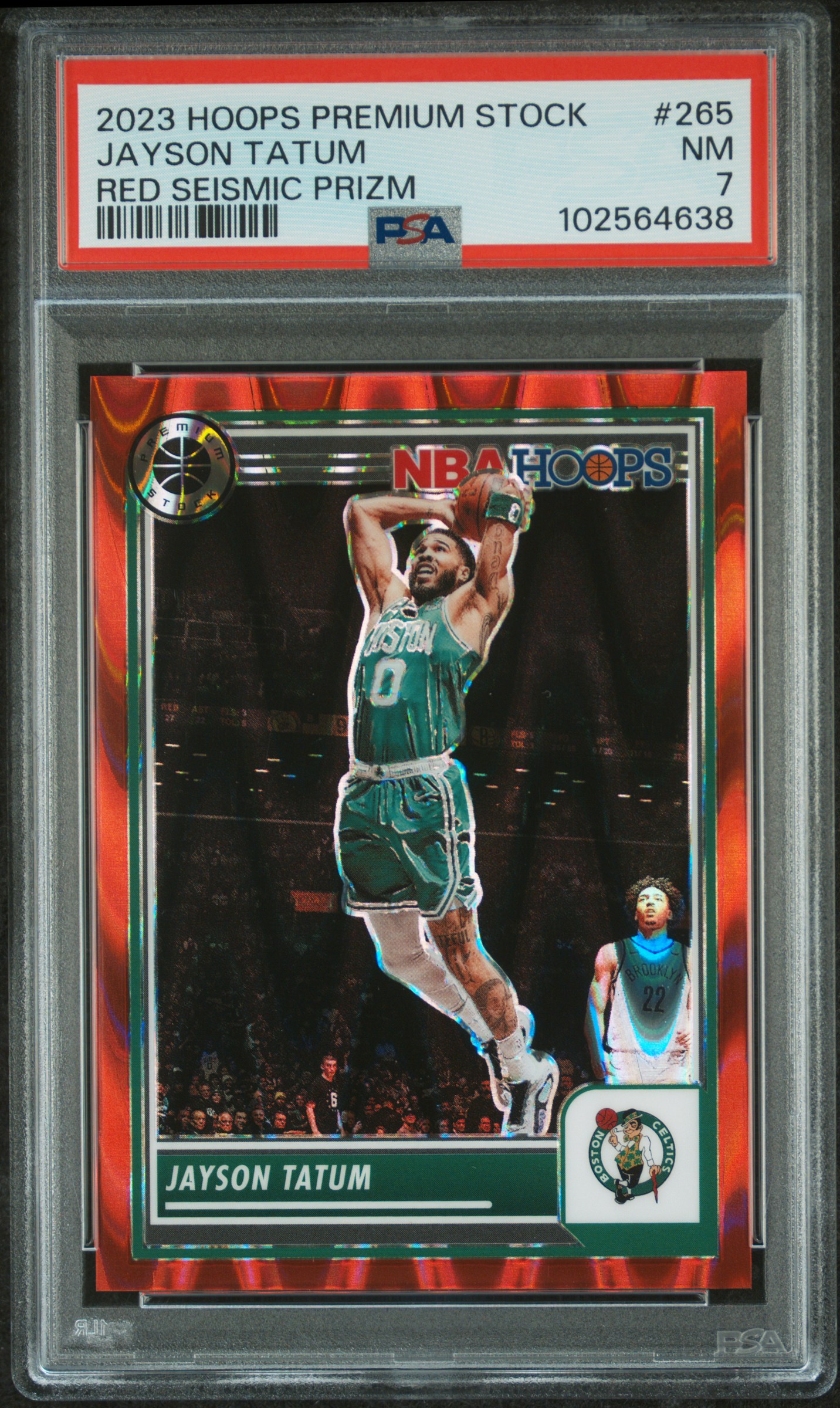 2023 Panini Hoops Premium Stock Jayson Tatum #265 (Red Seismic Prizm) Nm 7 front