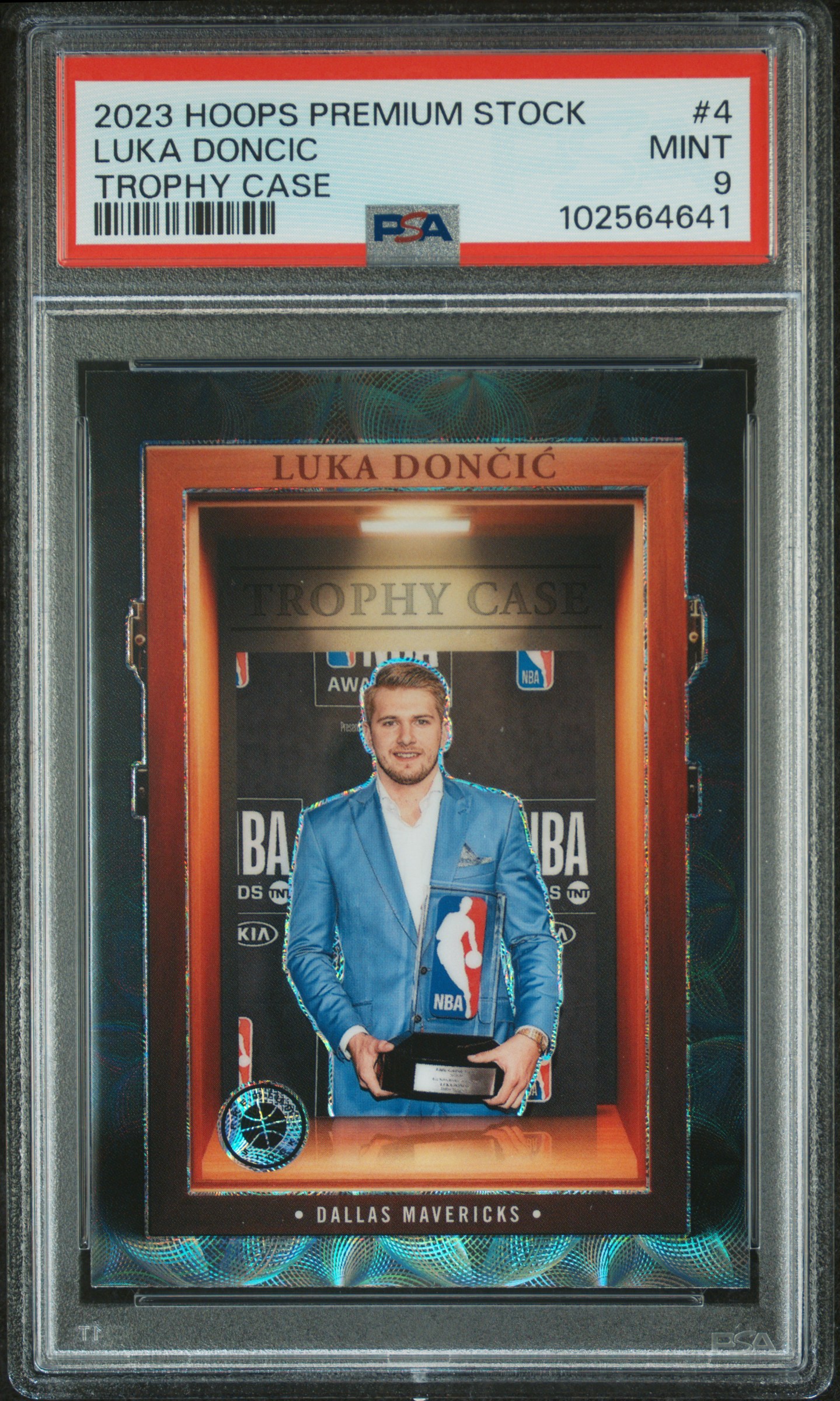 2023 Panini Hoops Premium Stock Trophy Case Luka Doncic #4 Mint 9 front