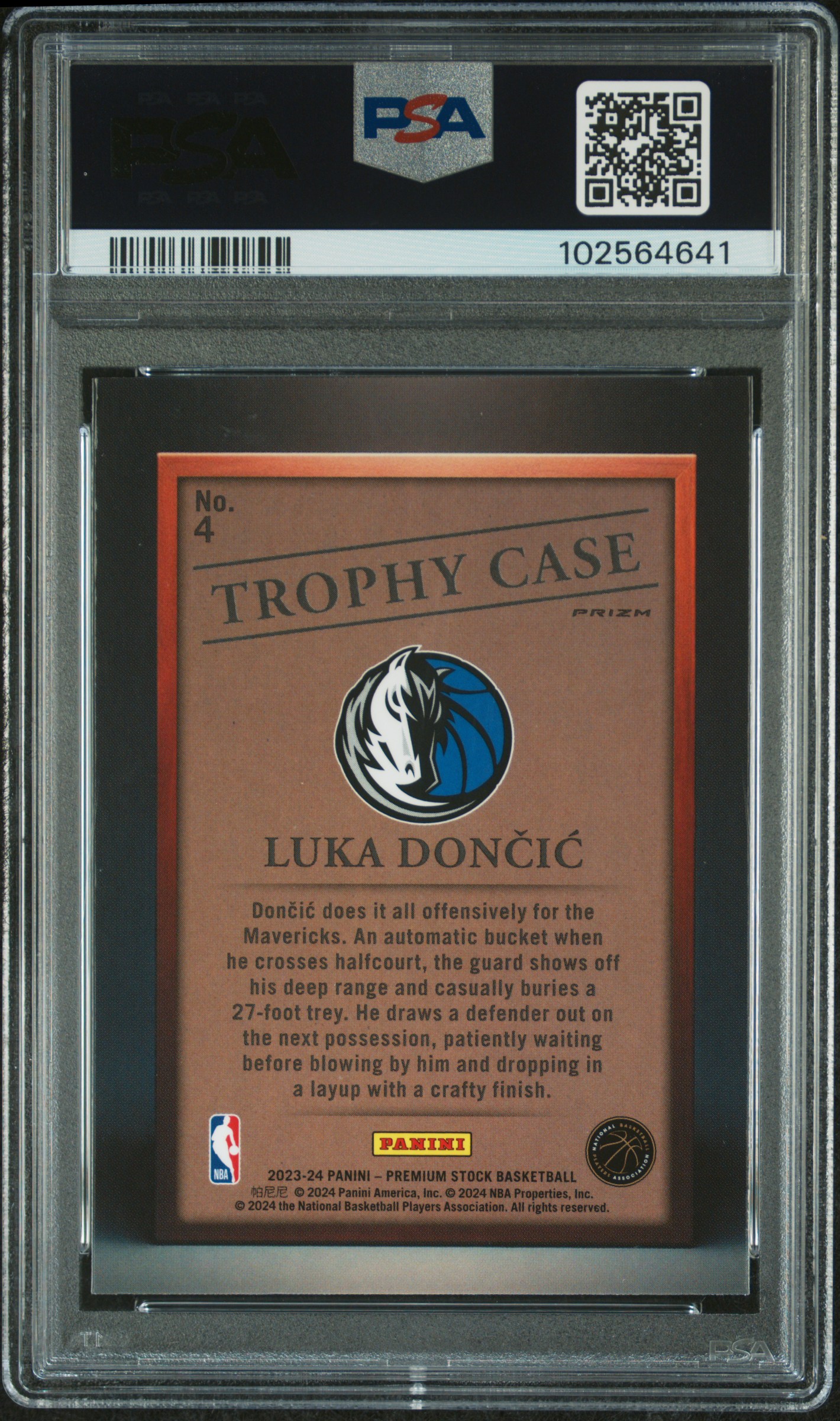 2023 Panini Hoops Premium Stock Trophy Case Luka Doncic #4 Mint 9 back