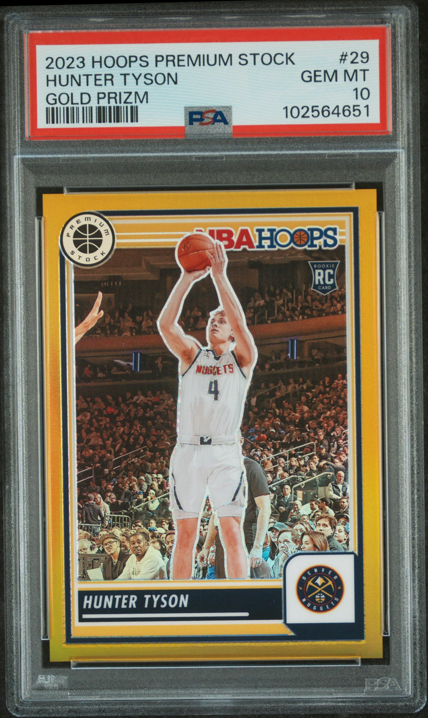 2023 Panini Hoops Premium Stock Hunter Tyson #29 (Gold Prizm) Gem Mt 10 front