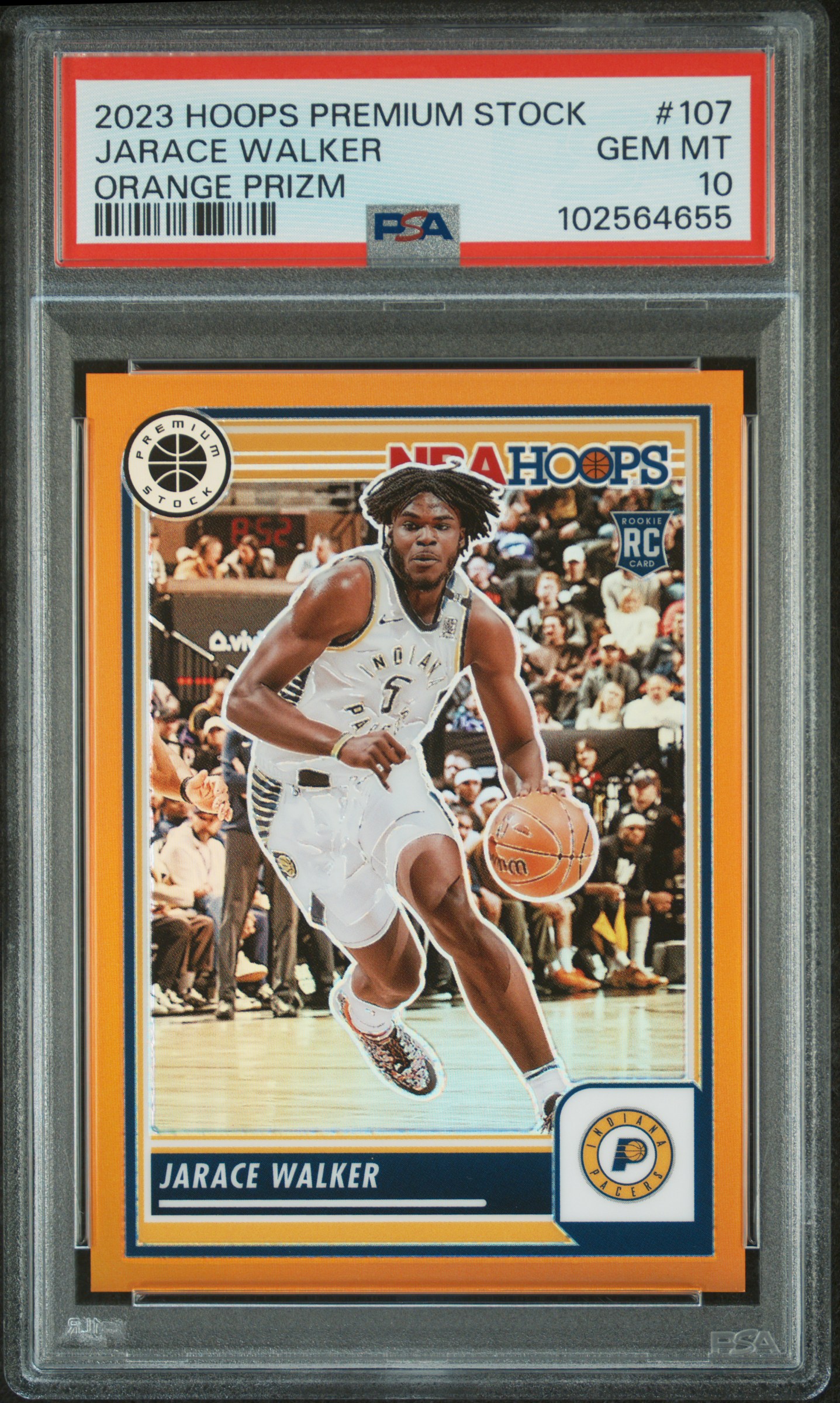 2023 Panini Hoops Premium Stock Jarace Walker #107 (Orange Prizm) Gem Mt 10 front