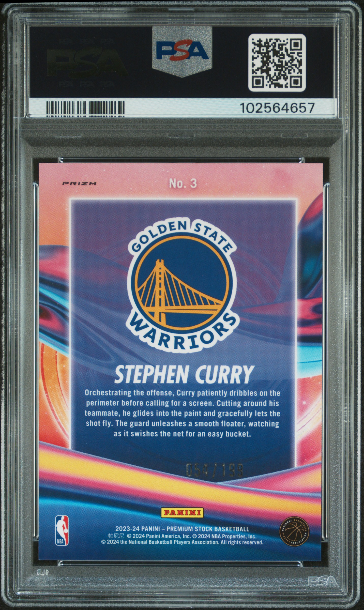 2023 Panini Hoops Premium Stock Anti Gravity Stephen Curry #3 (Anti Gravity-Red Seismic Prz) Mint 9 back
