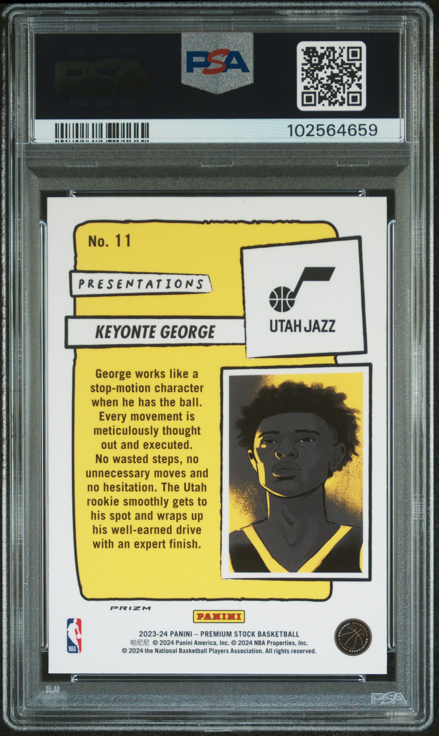 2023 Panini Hoops Premium Stock Presentations Keyonte George #11 Gem Mt 10 back