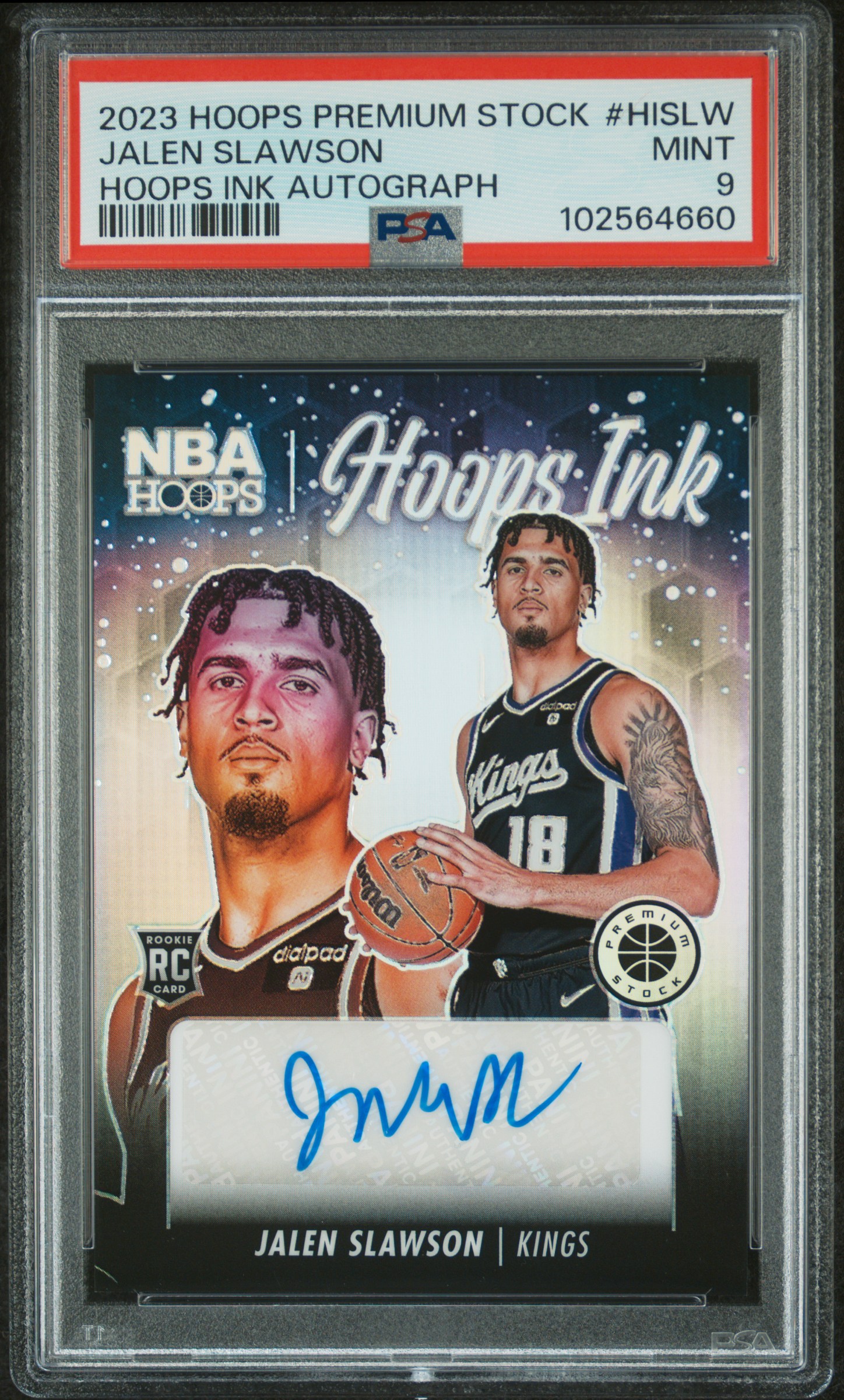 2023 Panini Hoops Premium Stock Hoops Ink Autographs Jalen Slawson #Hislw Mint 9 front