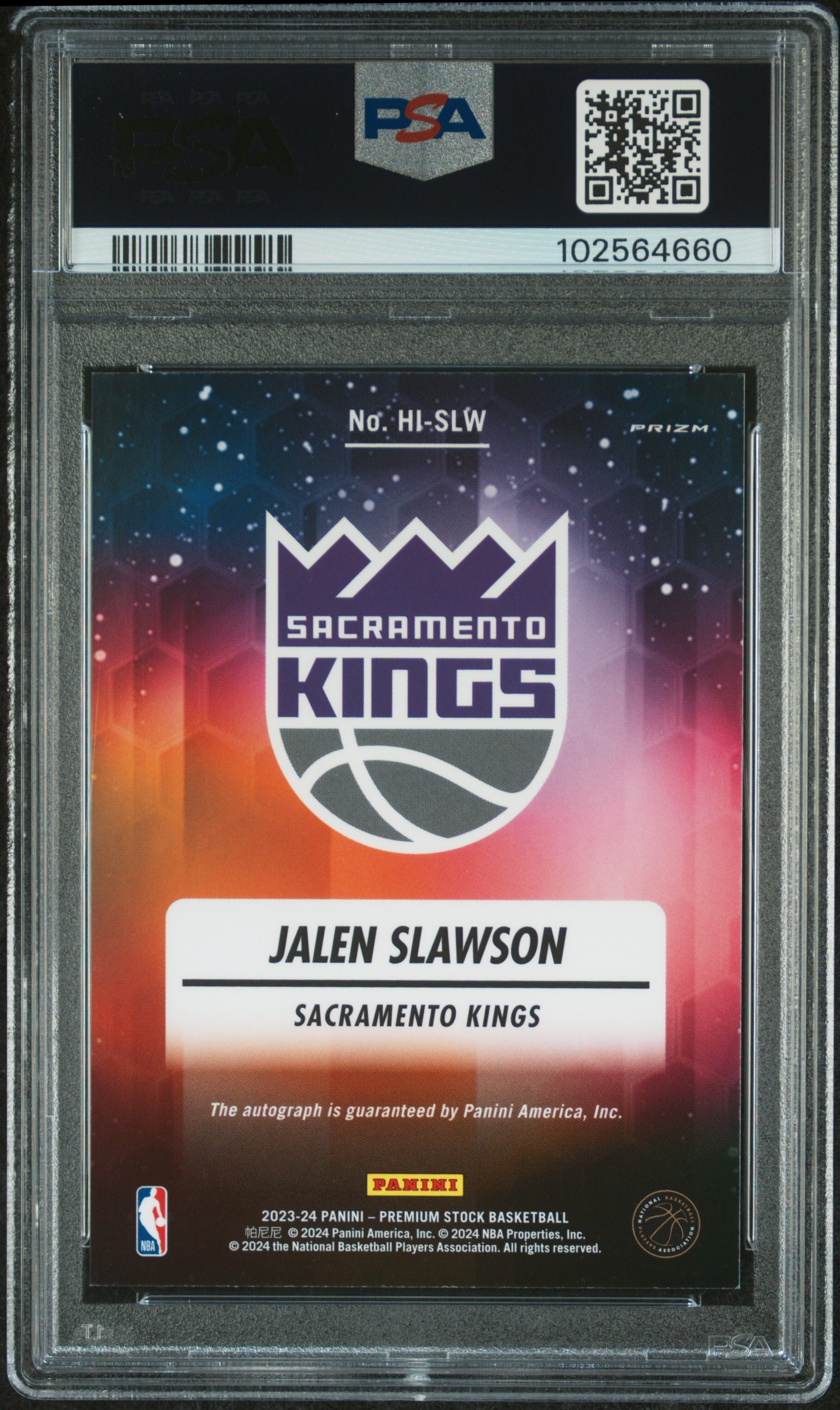 2023 Panini Hoops Premium Stock Hoops Ink Autographs Jalen Slawson #Hislw Mint 9 back