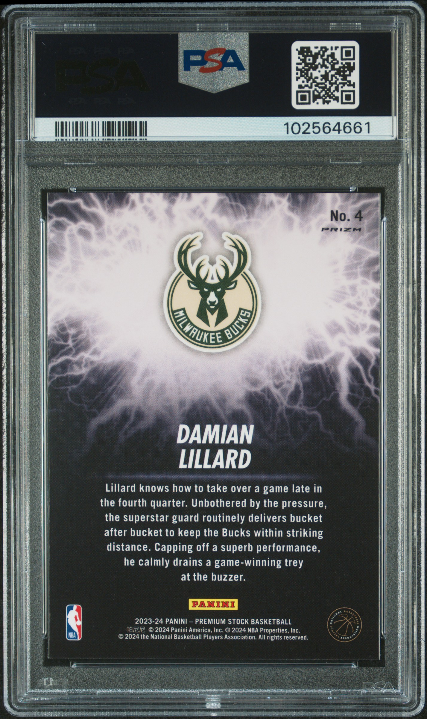 2023 Panini Hoops Premium Stock High Voltage Damian Lillard #4 Mint 9 back