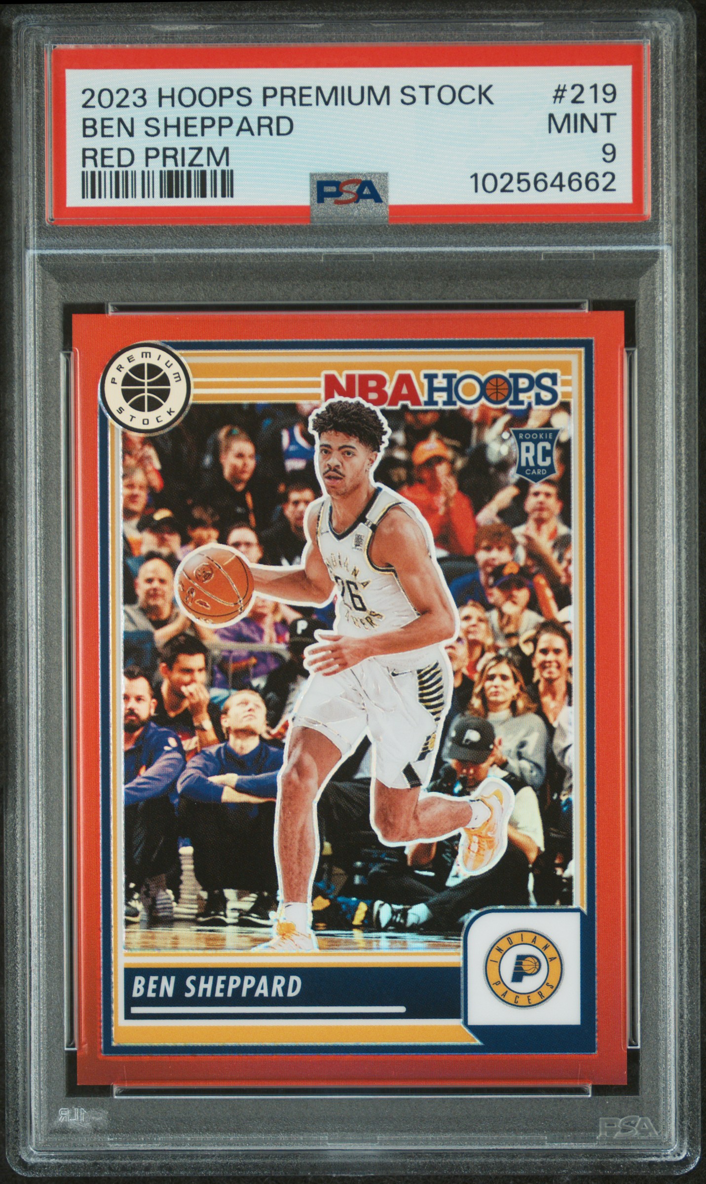 2023 Panini Hoops Premium Stock Ben Sheppard #219 (Red Prizm) Mint 9 front