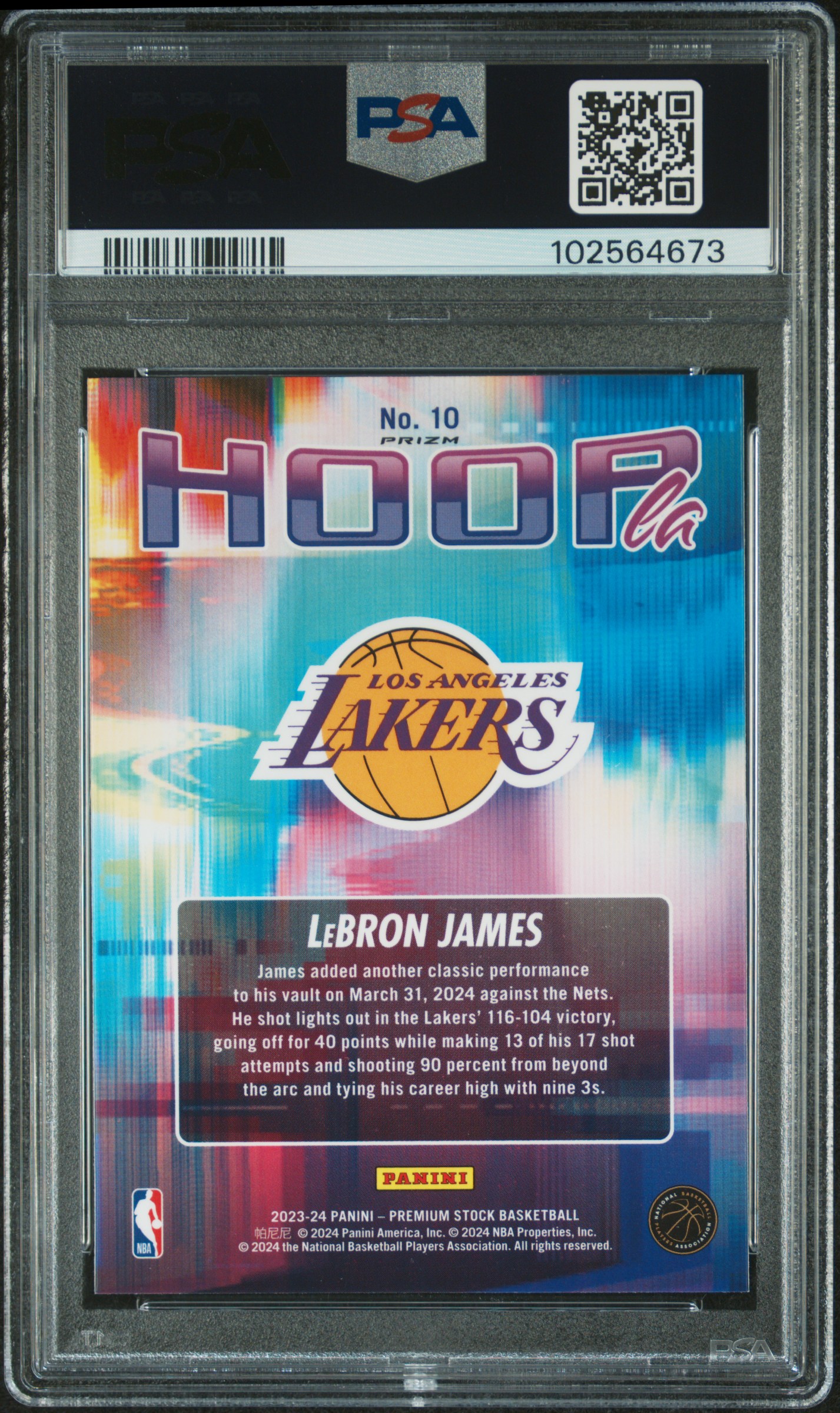 2023 Panini Hoops Premium Stock Hoopla Lebron James #10 (Hoopla-Silver Prizm) Mint 9 back