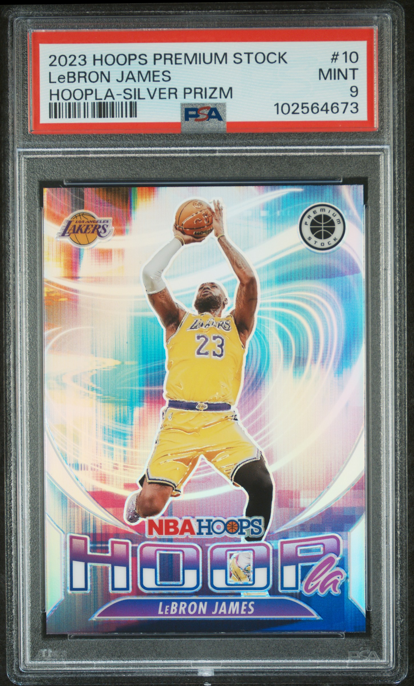 2023 Panini Hoops Premium Stock Hoopla Lebron James #10 (Hoopla-Silver Prizm) Mint 9 front
