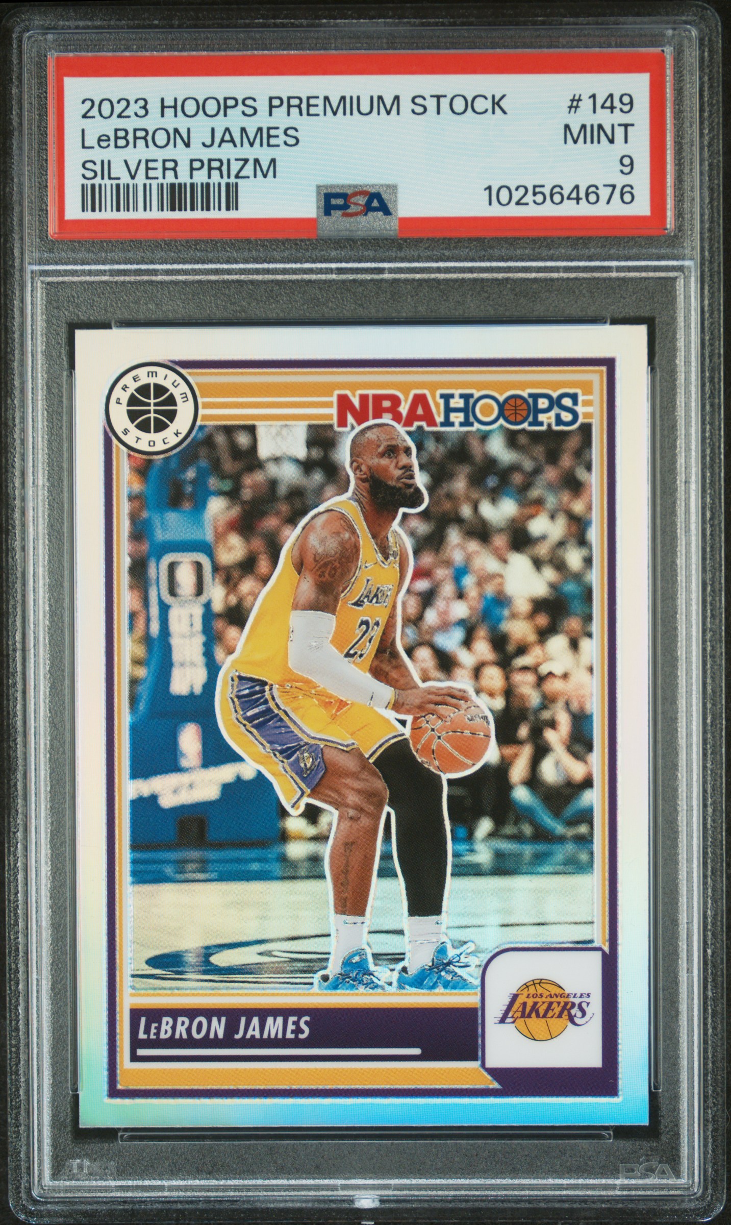 2023 Panini Hoops Premium Stock Lebron James #149 (Silver Prizm) Mint 9 front