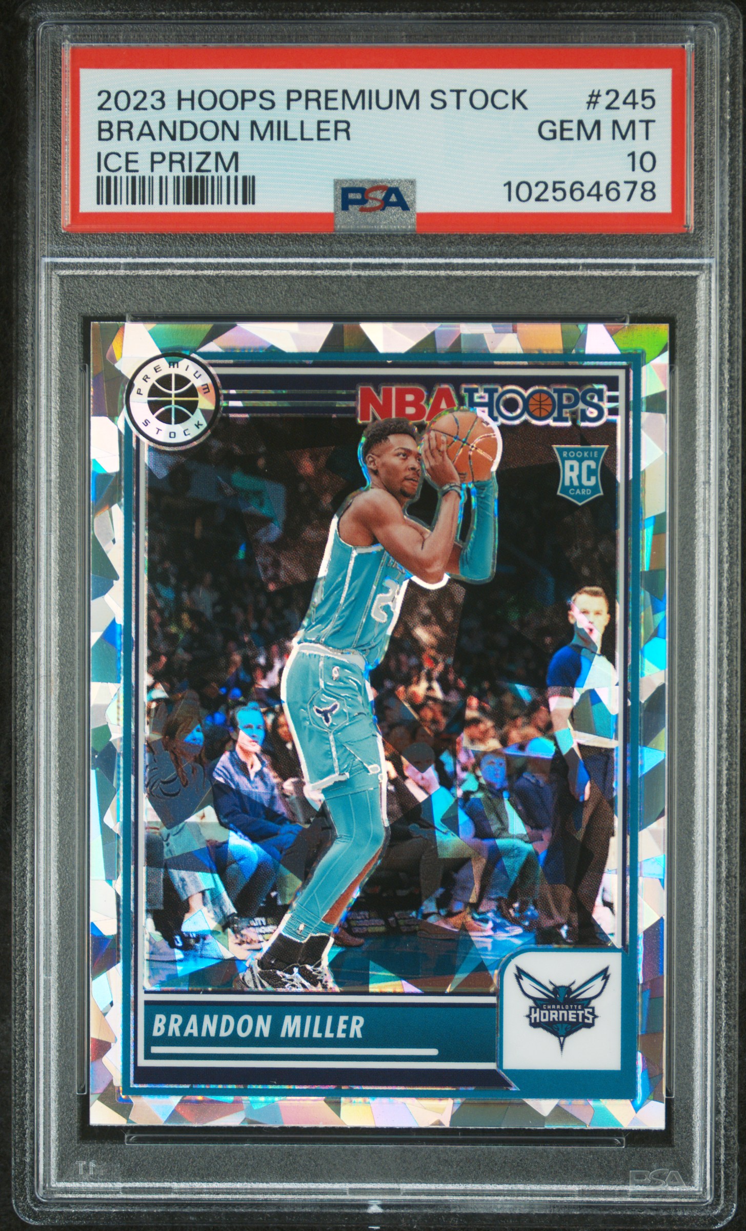 2023 Panini Hoops Premium Stock Brandon Miller #245 (Ice Prizm) Gem Mt 10 front