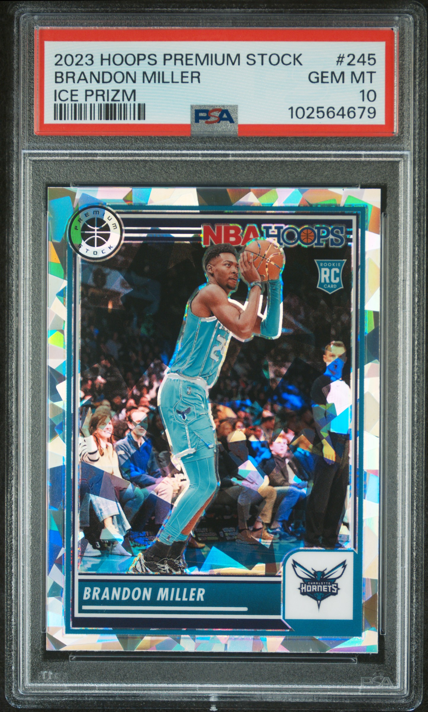 2023 Panini Hoops Premium Stock Brandon Miller #245 (Ice Prizm) Gem Mt 10 front