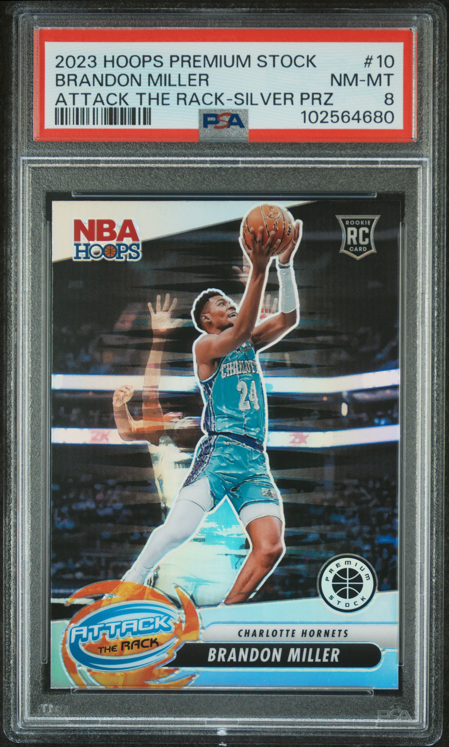 2023 Panini Hoops Premium Stock Attack The Rack Brandon Miller #10 (Attack The Rack-Silver Prz) Nm-Mt 8 front