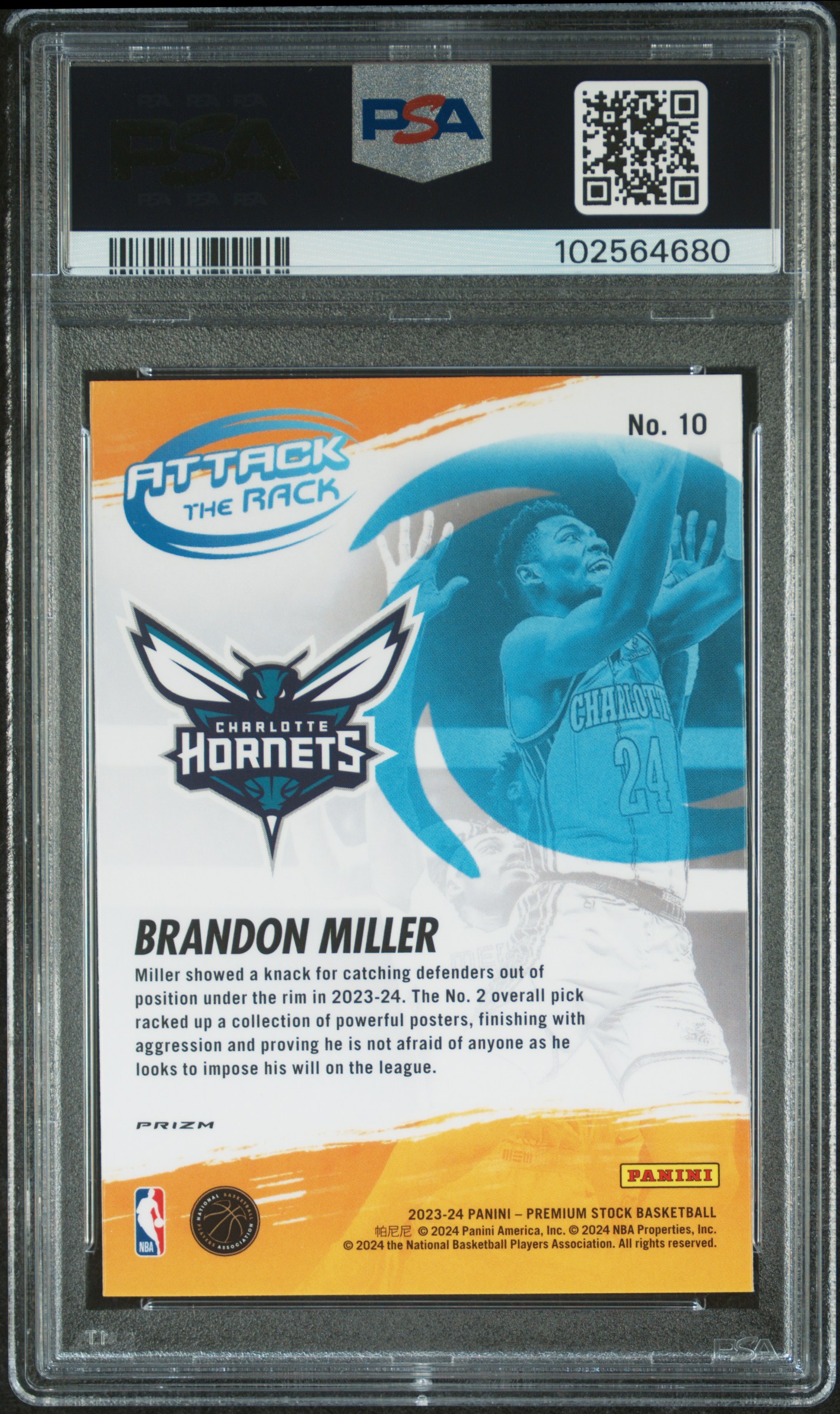 2023 Panini Hoops Premium Stock Attack The Rack Brandon Miller #10 (Attack The Rack-Silver Prz) Nm-Mt 8 back