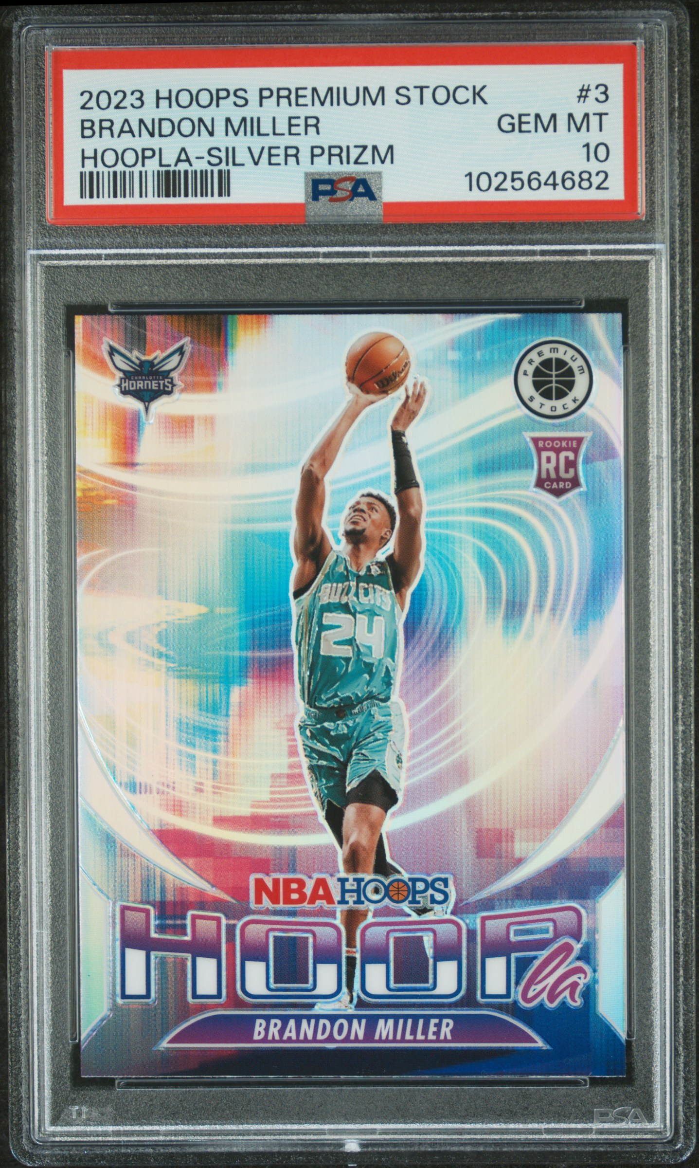 2023 Panini Hoops Premium Stock Hoopla Brandon Miller #3 (Hoopla-Silver Prizm) Gem Mt 10 front
