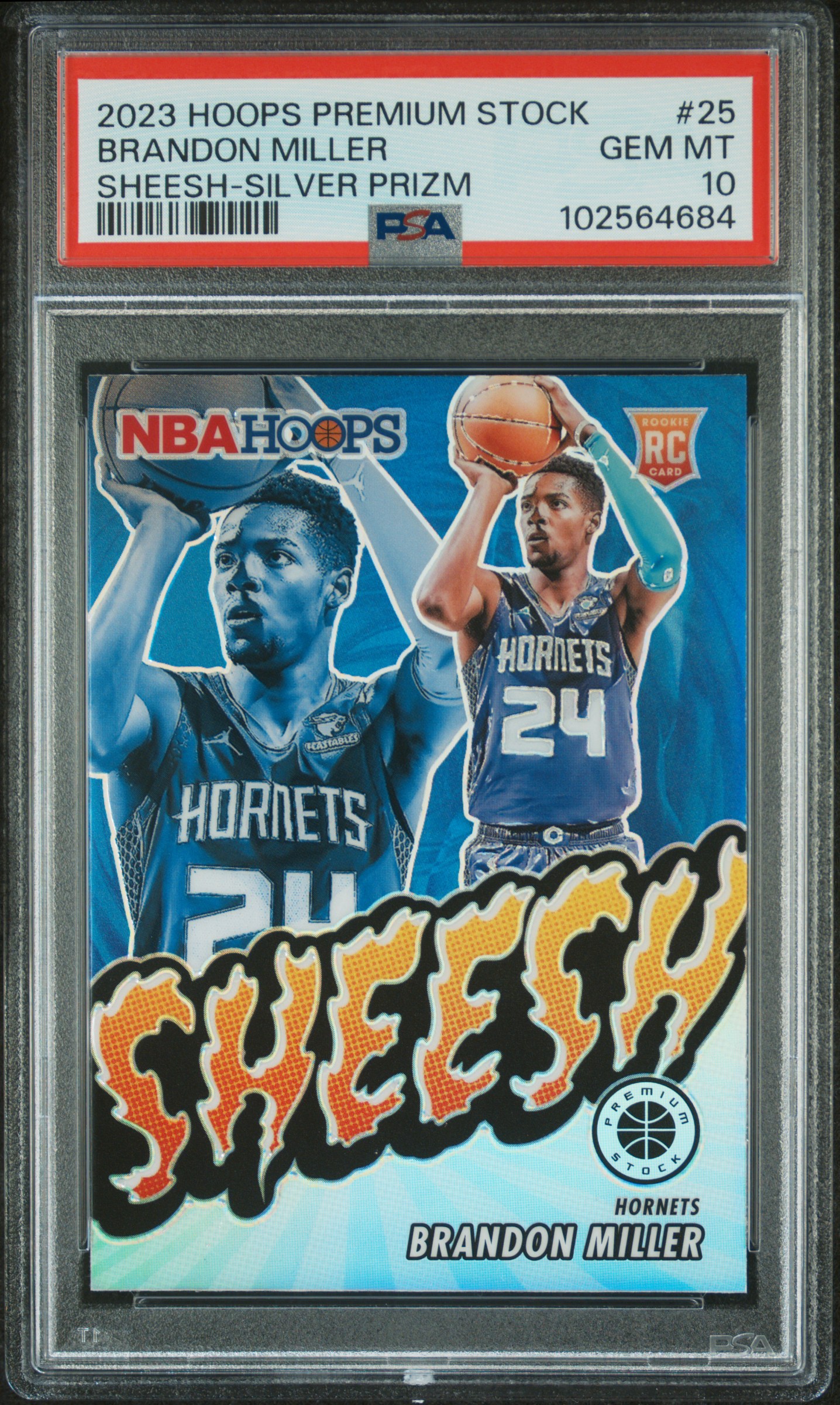 2023 Panini Hoops Premium Stock Sheesh Brandon Miller #25 (Sheesh-Silver Prizm) Gem Mt 10 front