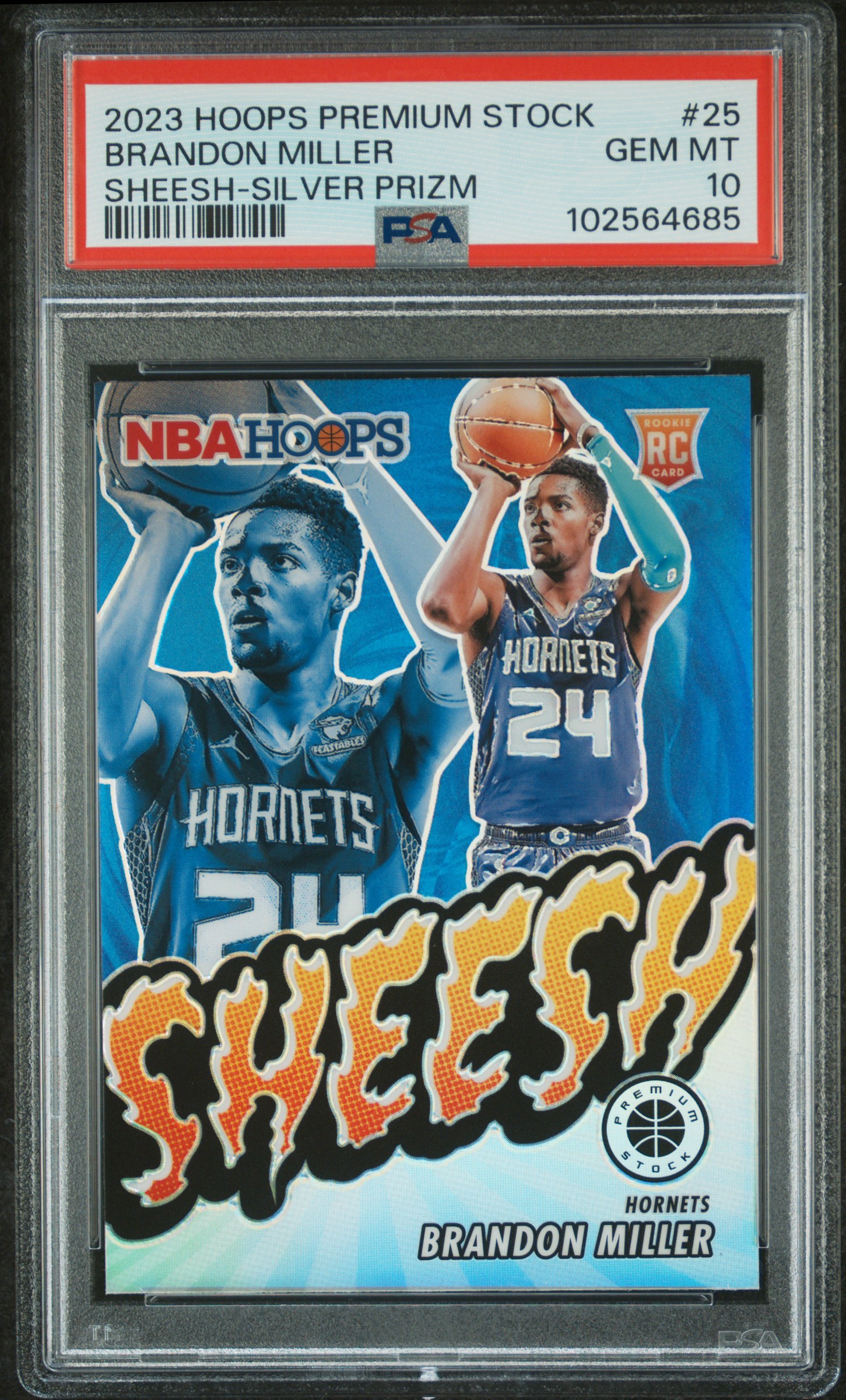 2023 Panini Hoops Premium Stock Sheesh Brandon Miller #25 (Sheesh-Silver Prizm) Gem Mt 10 front