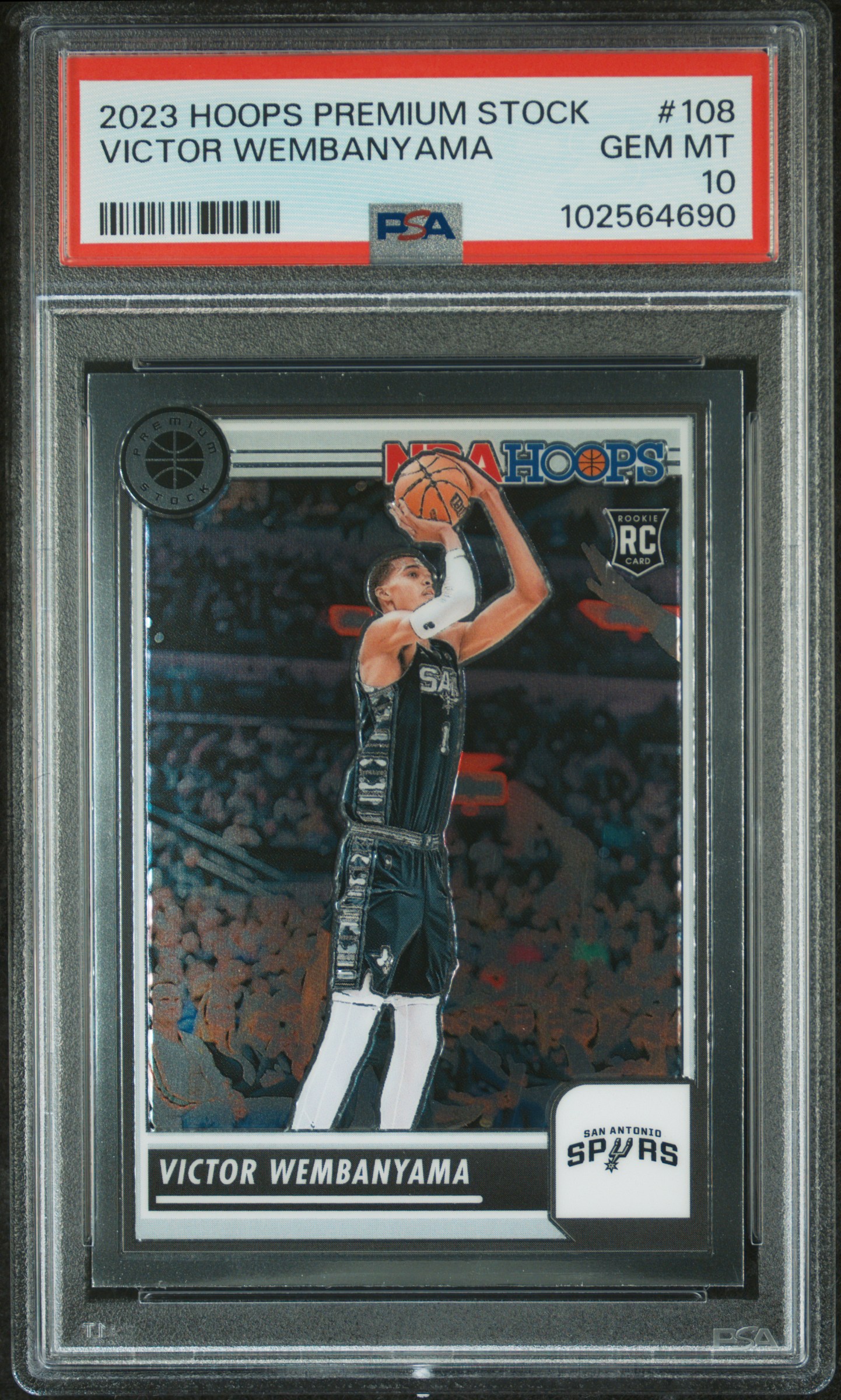 2023 Panini Hoops Premium Stock Victor Wembanyama #108 Gem Mt 10 front