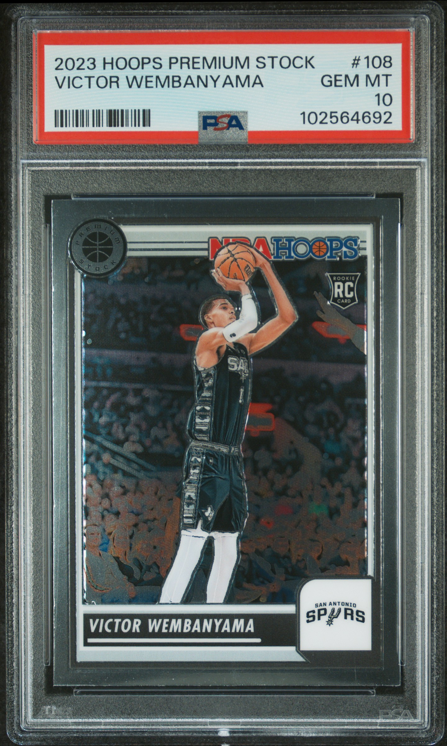 2023 Panini Hoops Premium Stock Victor Wembanyama #108 Gem Mt 10 front