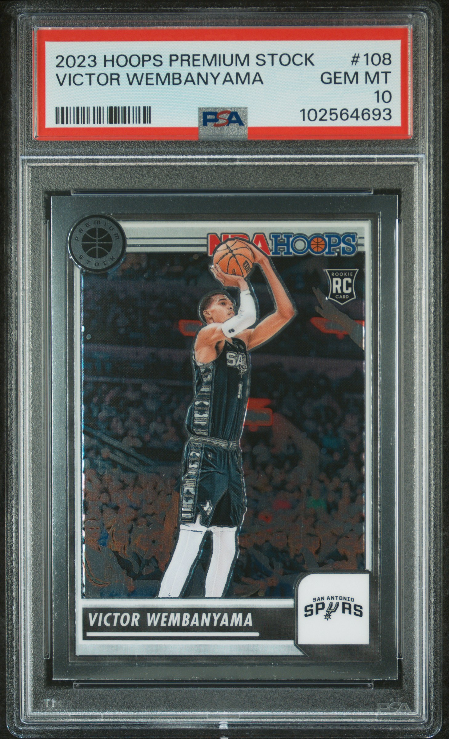 2023 Panini Hoops Premium Stock Victor Wembanyama #108 Gem Mt 10 front