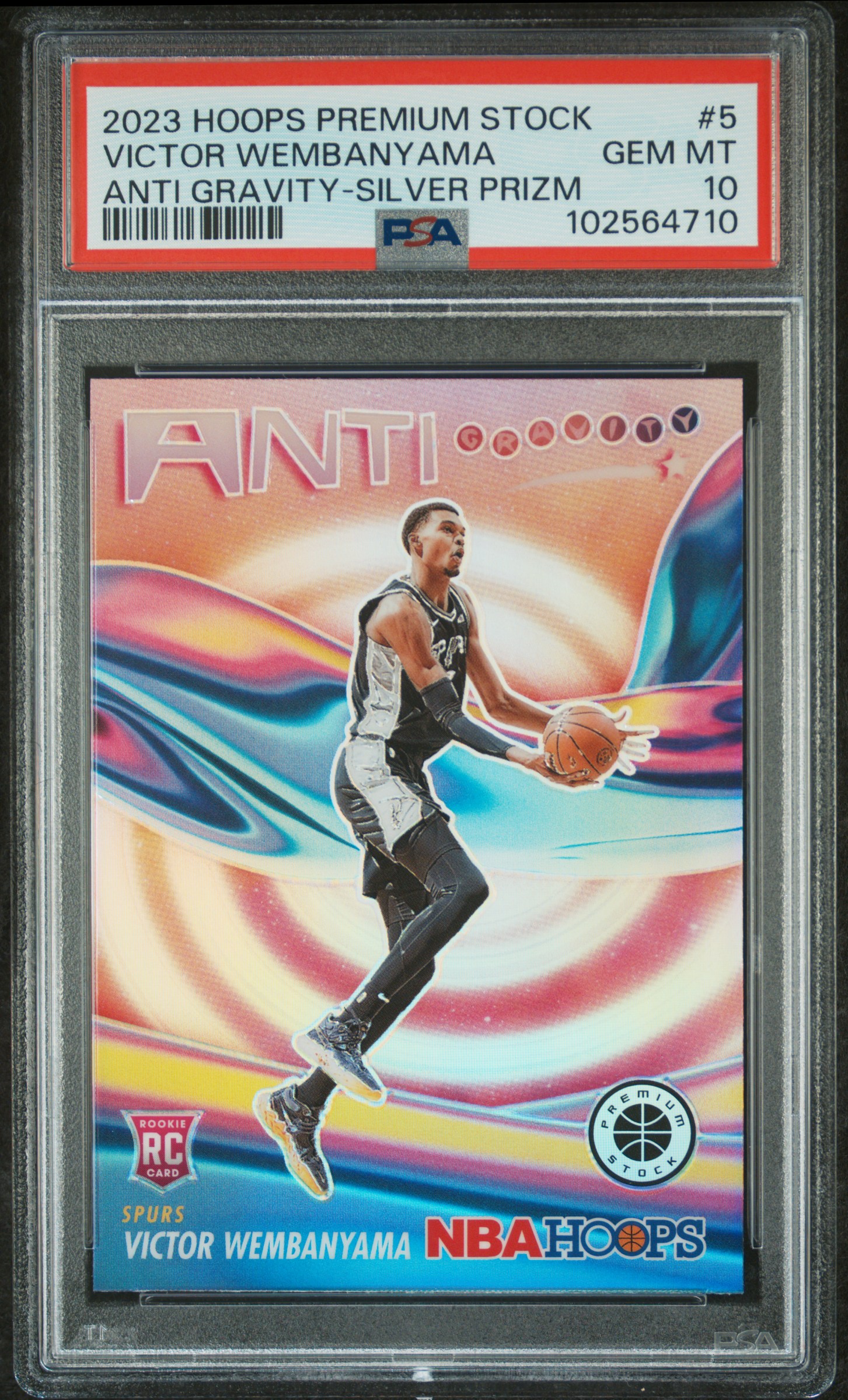 2023 Panini Hoops Premium Stock Anti Gravity Victor Wembanyama #5 (Anti Gravity-Silver Prizm) Gem Mt 10 front
