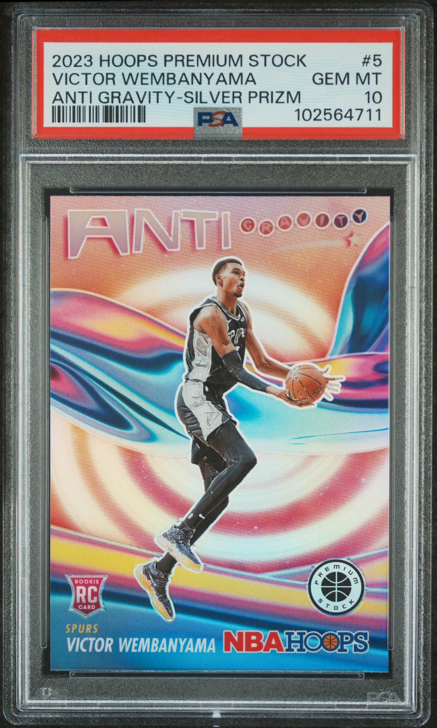 2023 Panini Hoops Premium Stock Anti Gravity Victor Wembanyama #5 (Anti Gravity-Silver Prizm) Gem Mt 10 front