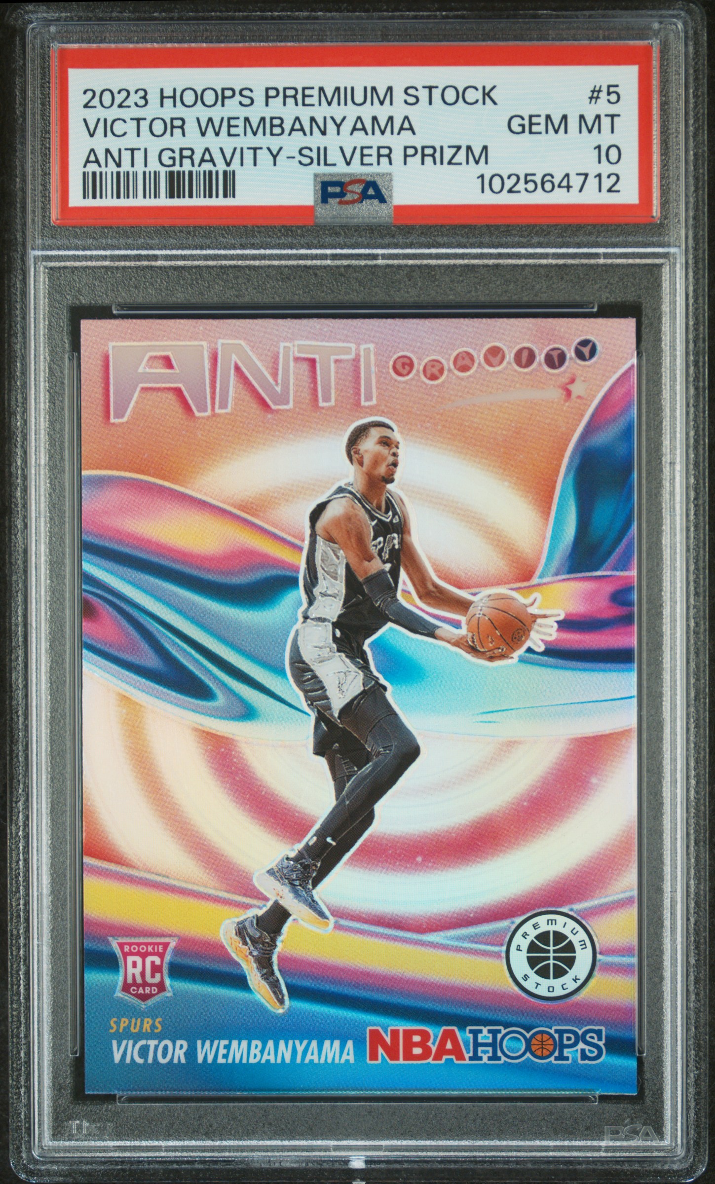2023 Panini Hoops Premium Stock Anti Gravity Victor Wembanyama #5 (Anti Gravity-Silver Prizm) Gem Mt 10 front