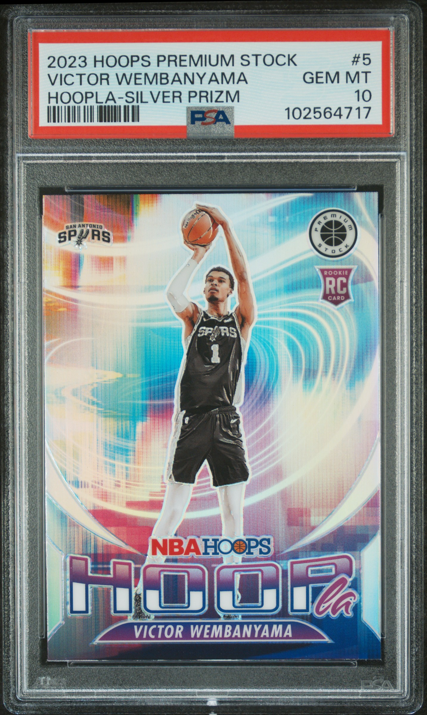 2023 Panini Hoops Premium Stock Hoopla Victor Wembanyama #5 (Hoopla-Silver Prizm) Gem Mt 10 front