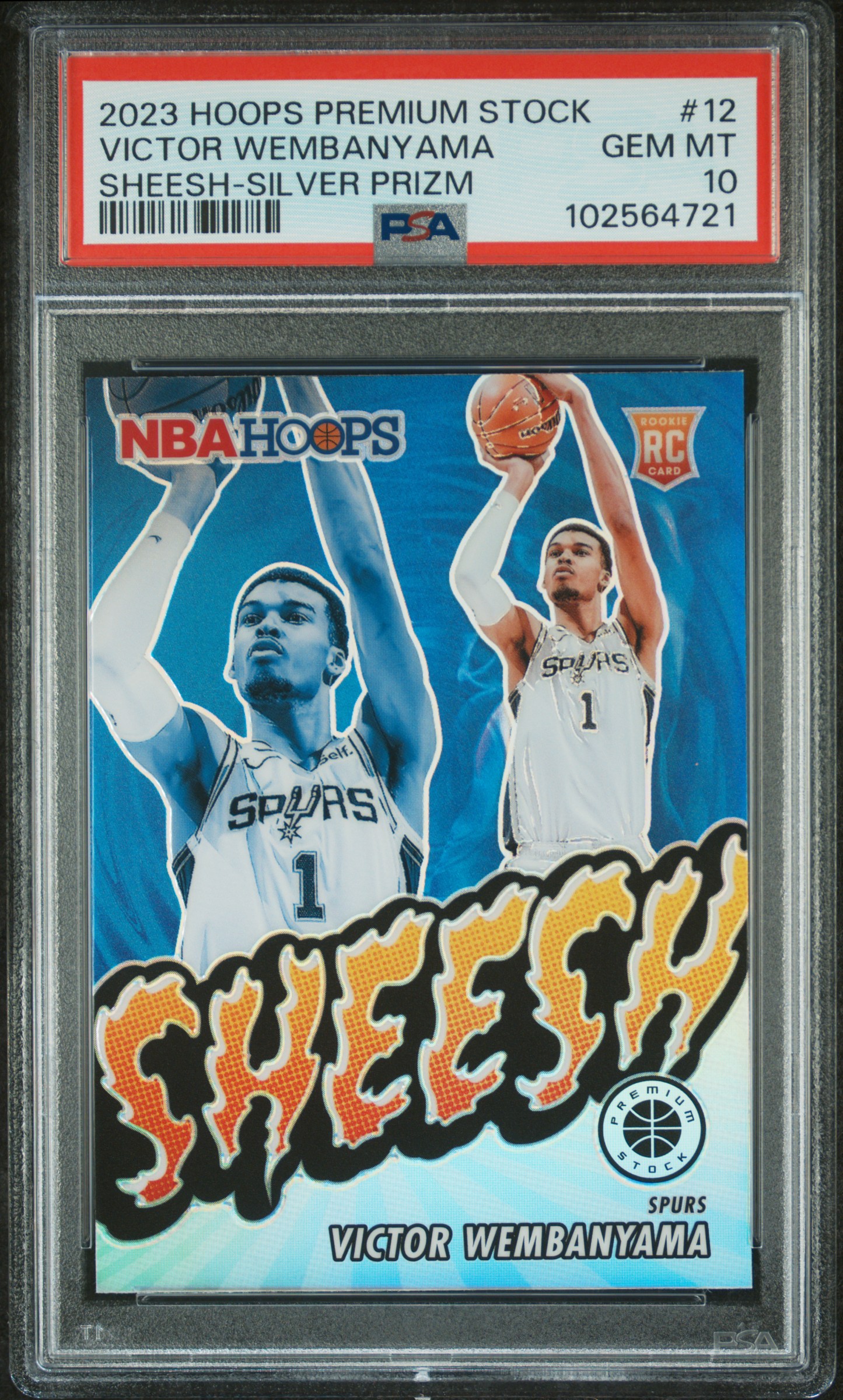 2023 Panini Hoops Premium Stock Sheesh Victor Wembanyama #12 (Sheesh-Silver Prizm) Gem Mt 10 front