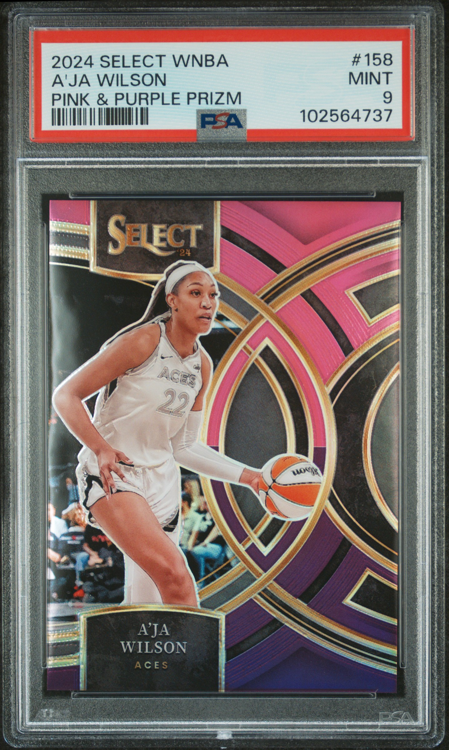 2024 Panini Select Wnba A'ja Wilson #158 (Pink & Purple Prizm) Mint 9 front