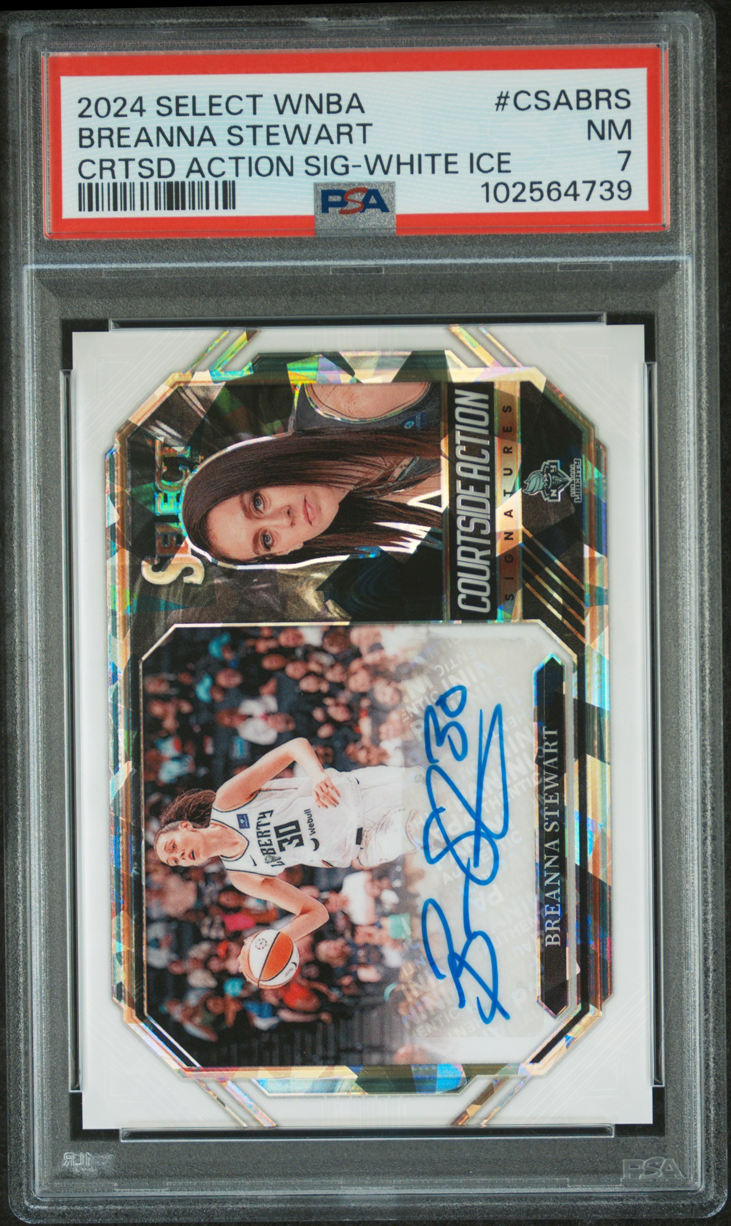 2024 Panini Select Wnba Courtside Action Signatures Breanna Stewart #Csabrs (Crtsd Action Sig-White Ice) Nm 7 front