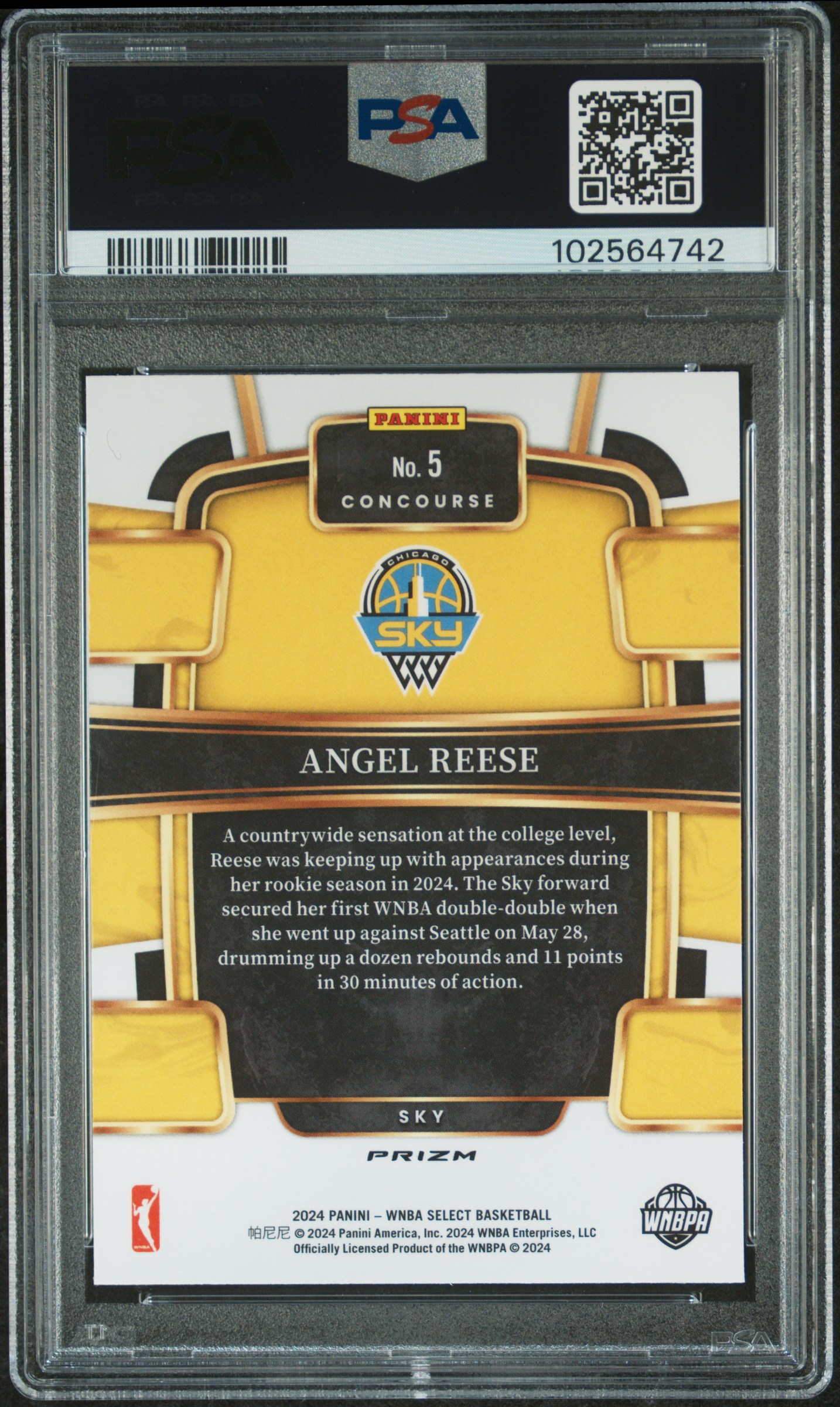 2024 Panini Select Wnba Angel Reese #5 (Silver Flash) Gem Mt 10 back