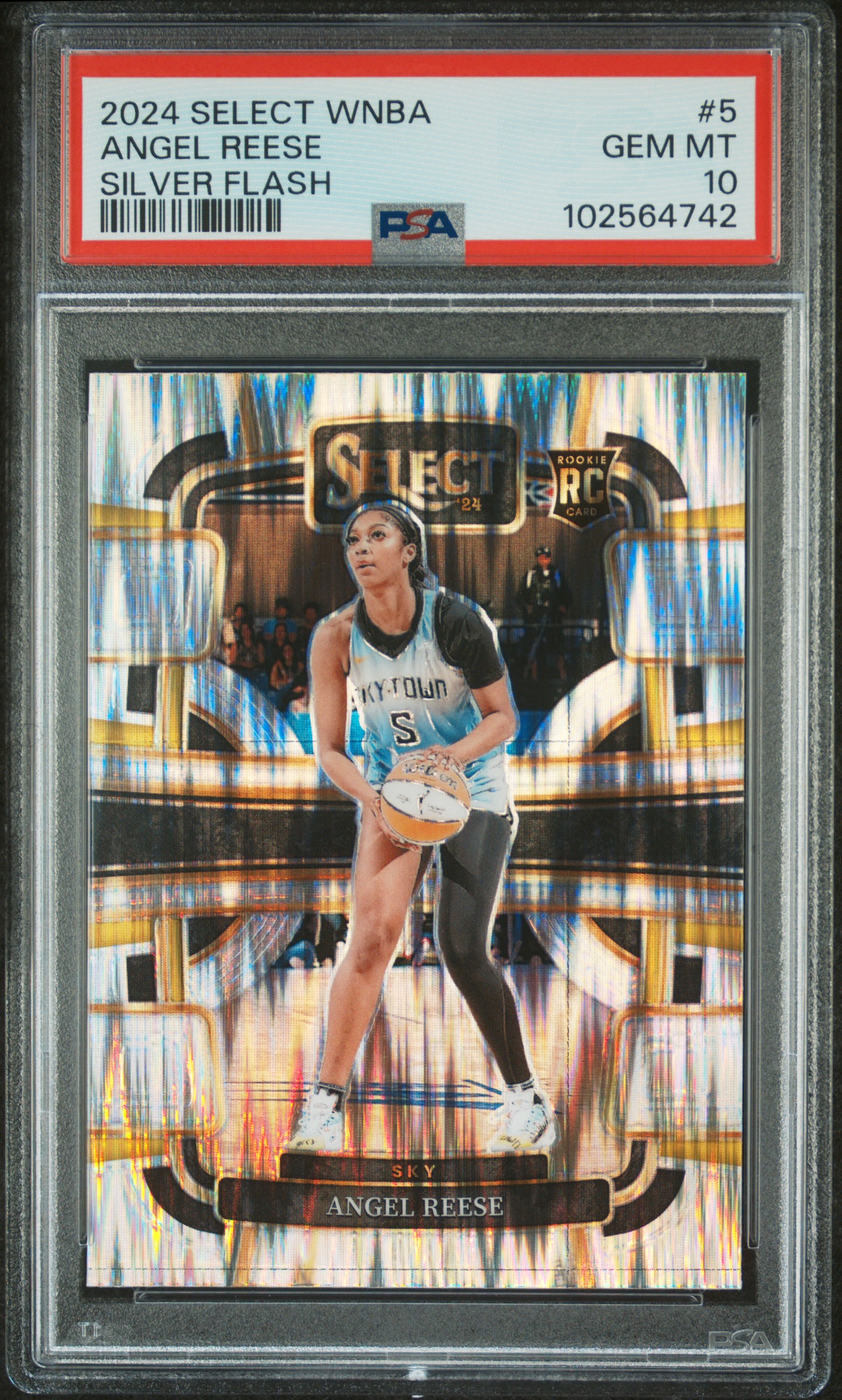 2024 Panini Select Wnba Angel Reese #5 (Silver Flash) Gem Mt 10 front
