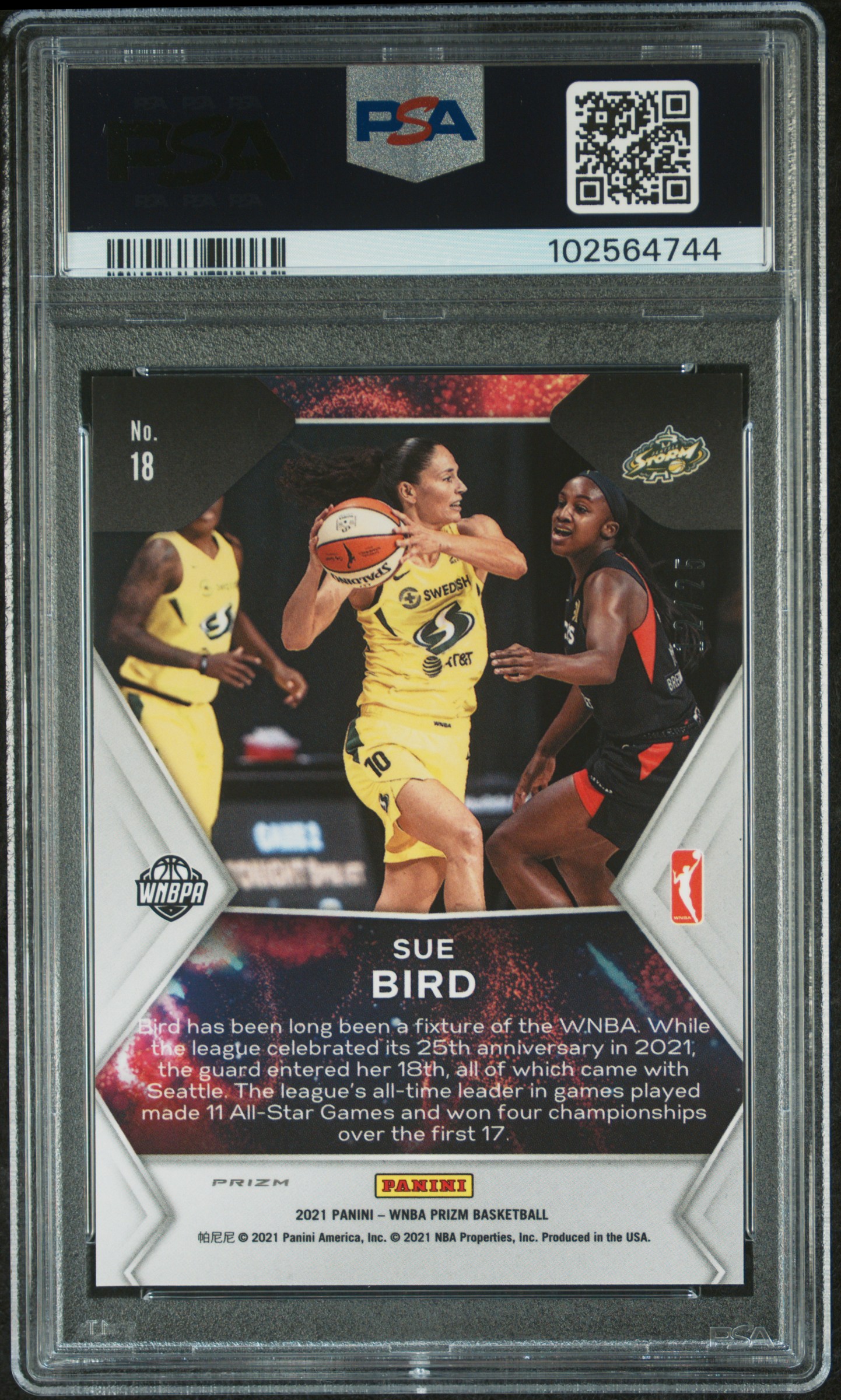 2021 Panini Prizm Wnba Fireworks Sue Bird #18 (Fireworks-Green Pulsar) Mint 9 back