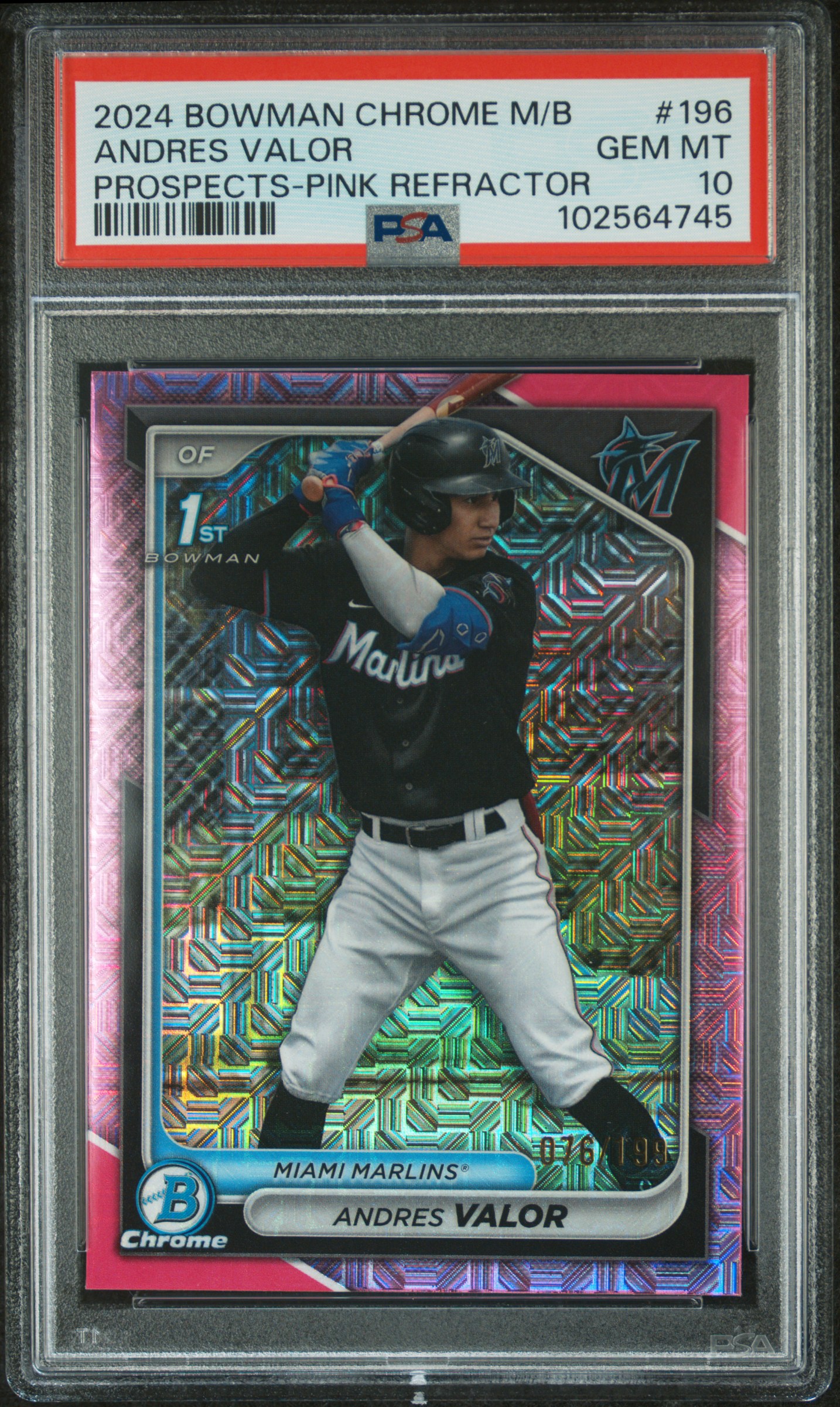 2024 Bowman Mega Box Chrome Prospects Andres Valor #196 (Prospects-Pink Refractor) Gem Mt 10 front