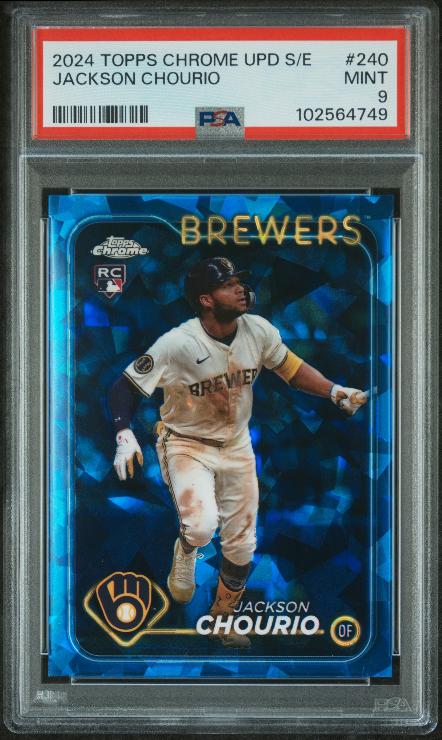 2024 Topps Chrome Sapphire Update Series Jackson Chourio #240 Mint 9 front