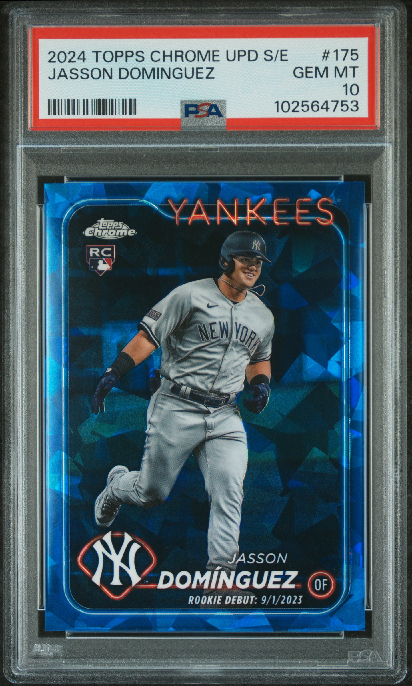 2024 Topps Chrome Sapphire Update Series Jasson Dominguez #175 Gem Mt 10 front