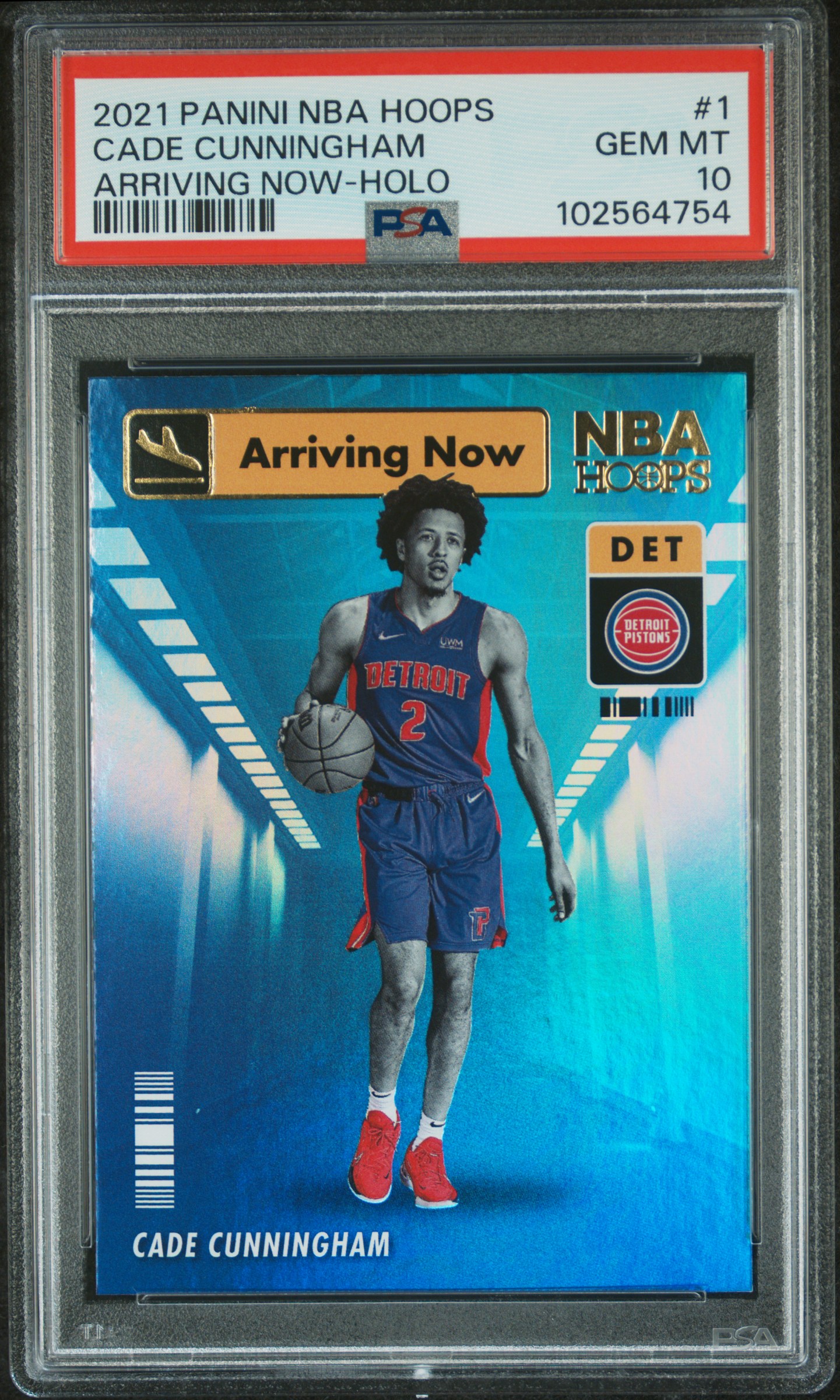 2021 Panini Nba Hoops Arriving Now Cade Cunningham #1 (Arriving Now-Holo) Gem Mt 10 front
