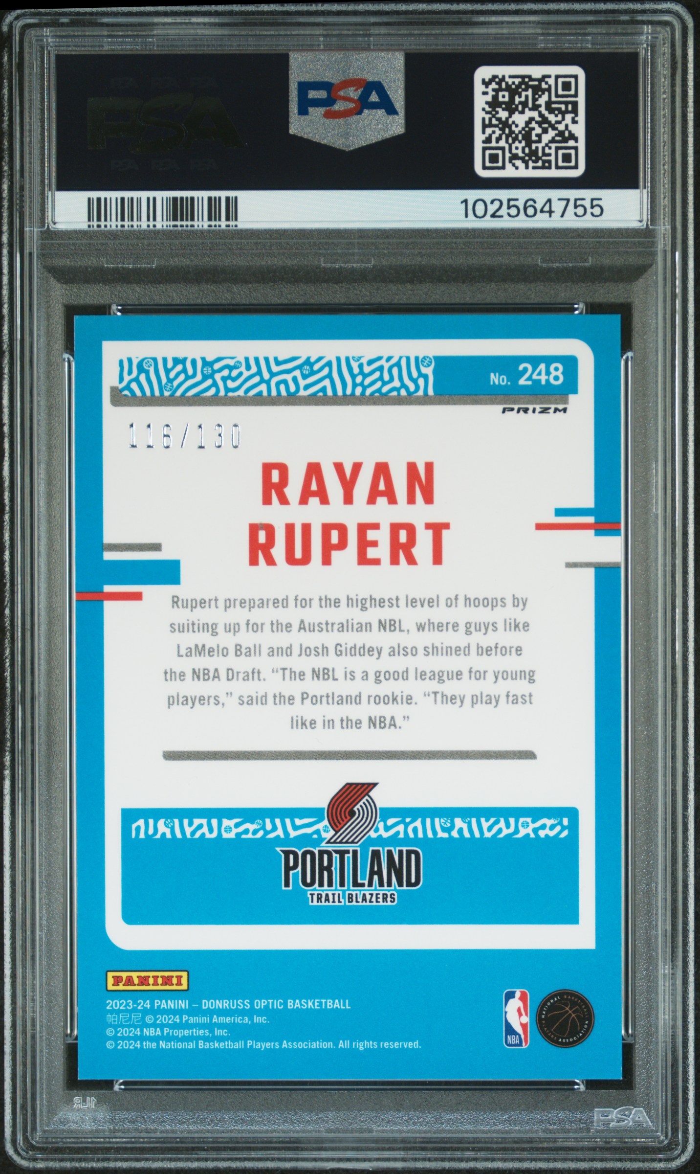 2023 Panini Donruss Optic Rayan Rupert #248 (Red Seismic) Mint 9 back