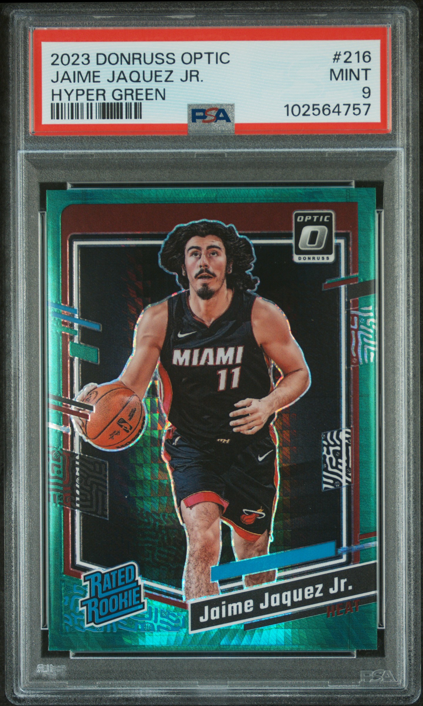 2023 Panini Donruss Optic Jaime Jaquez Jr. #216 (Hyper Green) Mint 9 front