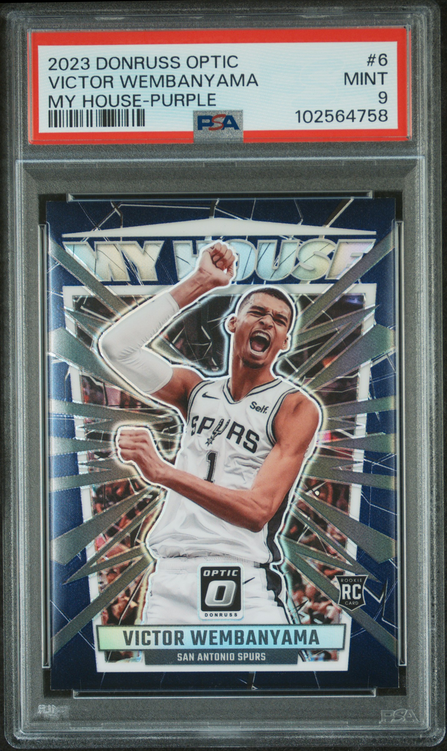2023 Panini Donruss Optic My House Victor Wembanyama #6 (My House-Purple) Mint 9 front