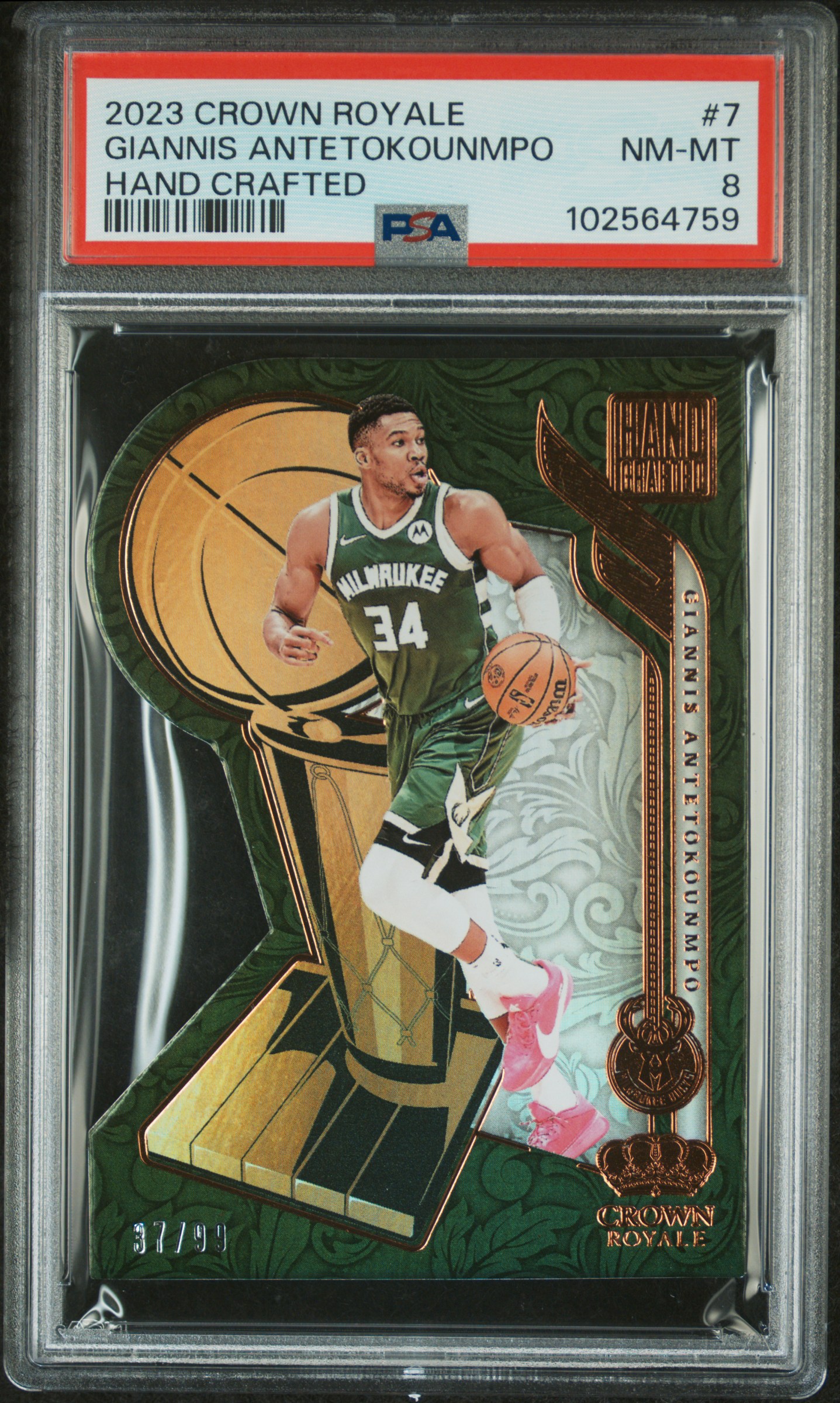 2023 Panini Crown Royale Hand Crafted Giannis Antetokounmpo #7 Nm-Mt 8 front