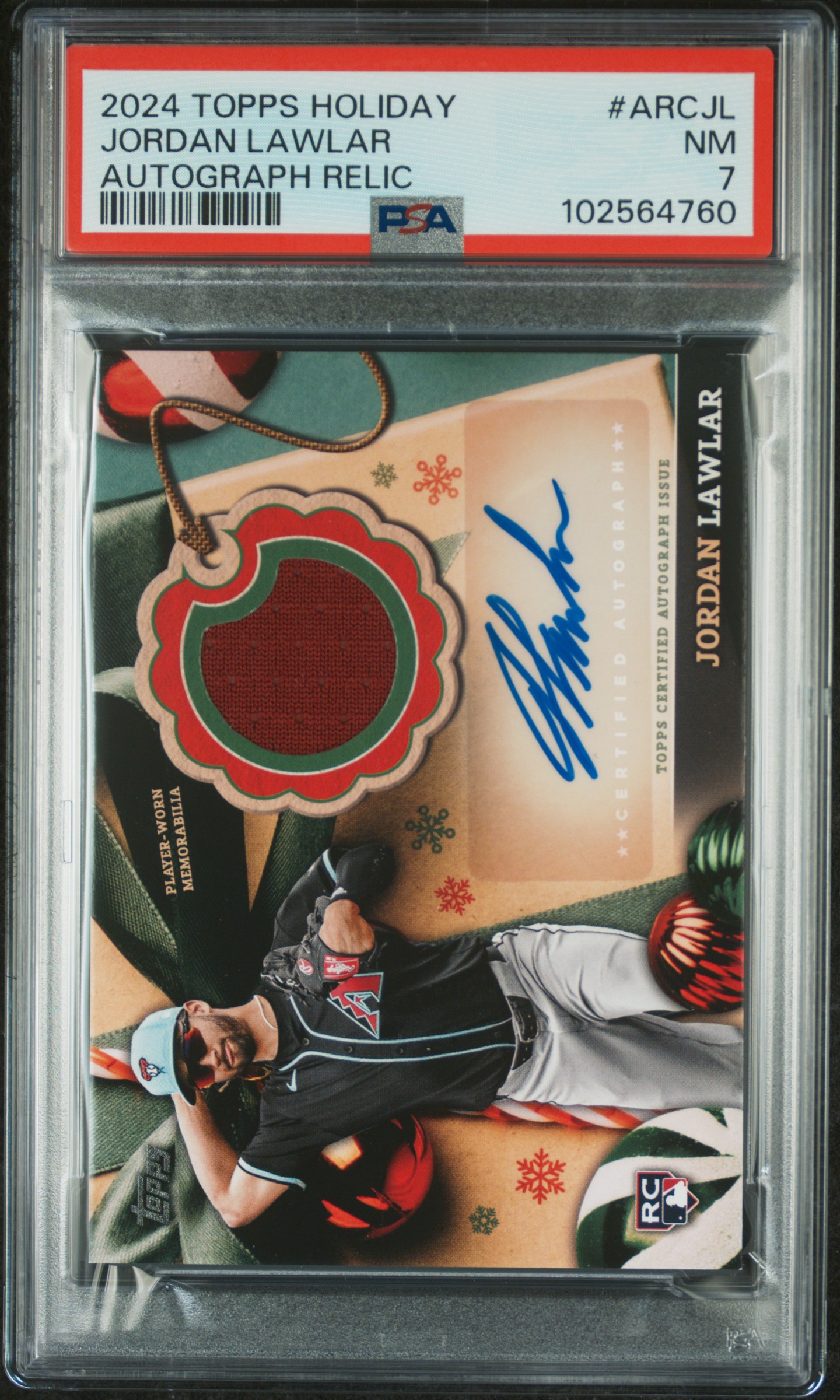 2024 Topps Holiday Autograph Relics Jordan Lawlar #Arcjl Nm 7 front