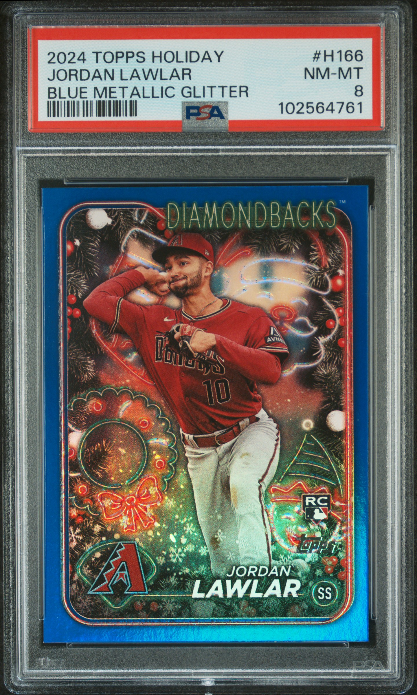 2024 Topps Holiday Jordan Lawlar #H166 (Blue Metallic Glitter) Nm-Mt 8 front