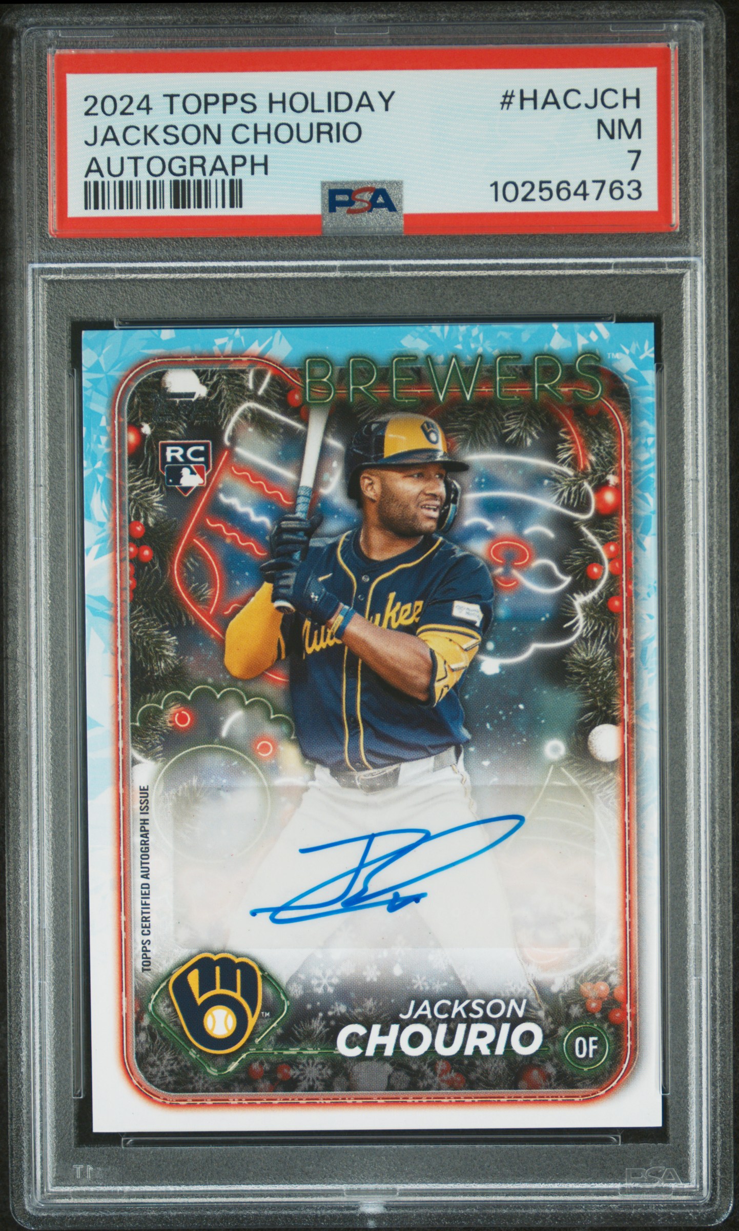 2024 Topps Holiday Autographs Jackson Chourio #Hacjch Nm 7 front
