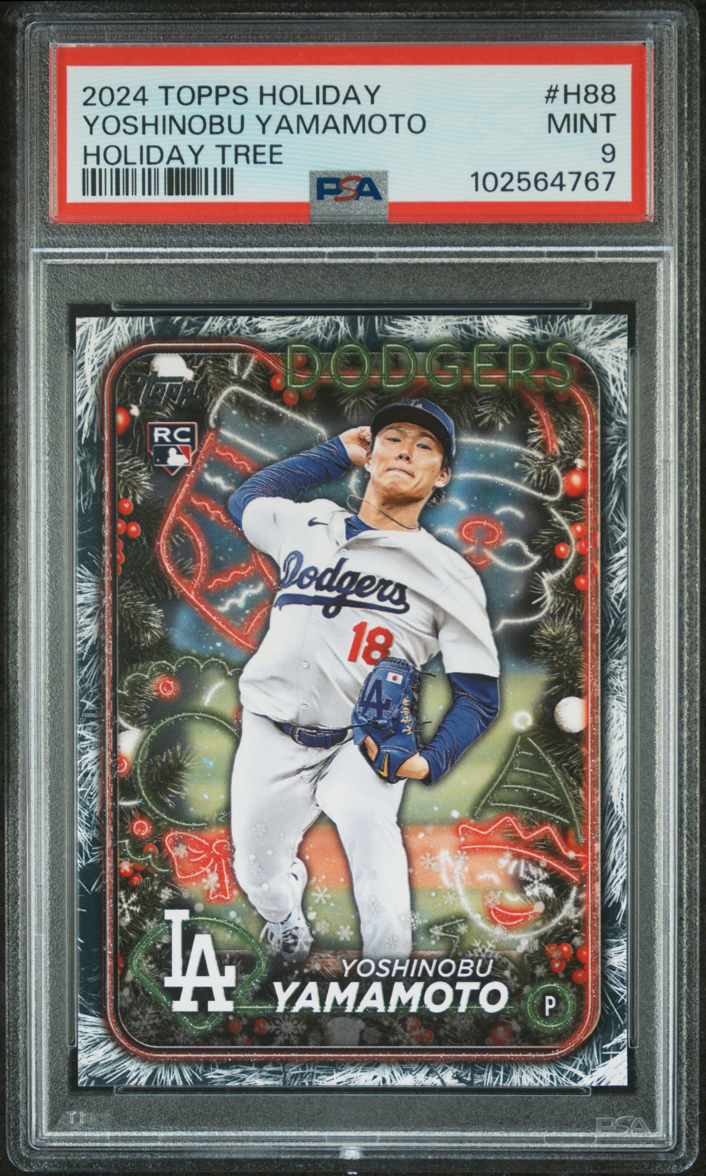 2024 Topps Holiday Yoshinobu Yamamoto #H88 (Holiday Tree) Mint 9 front