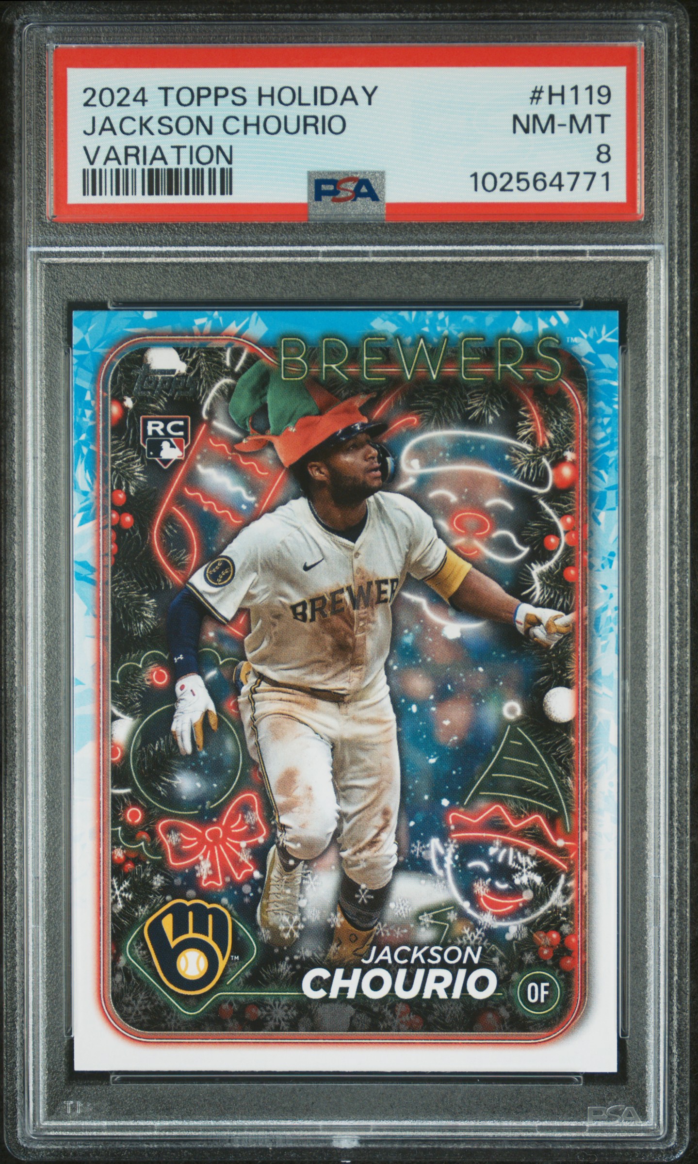 2024 Topps Holiday Jackson Chourio #H119 (Variation) Nm-Mt 8 front