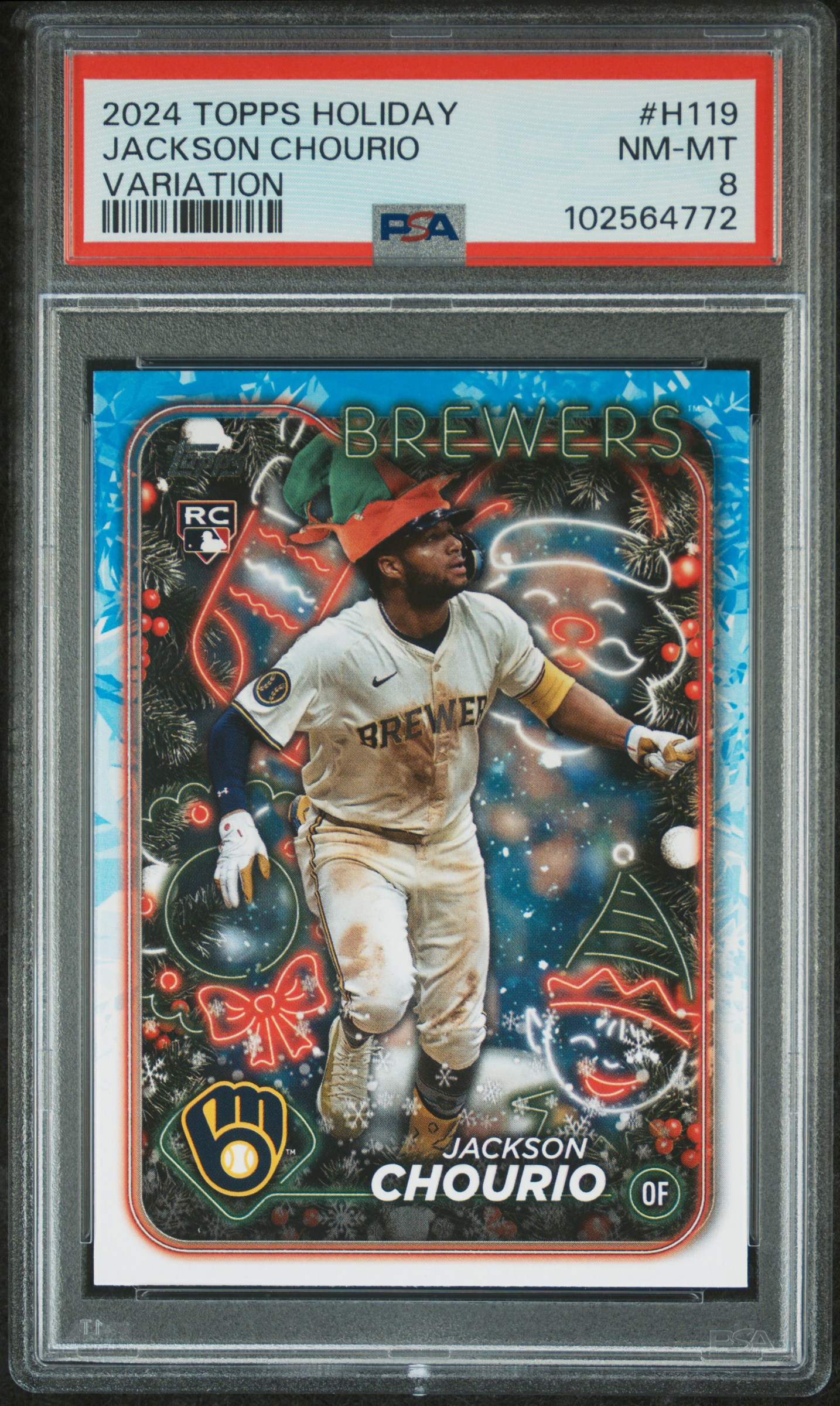 2024 Topps Holiday Jackson Chourio #H119 (Variation) Nm-Mt 8 front