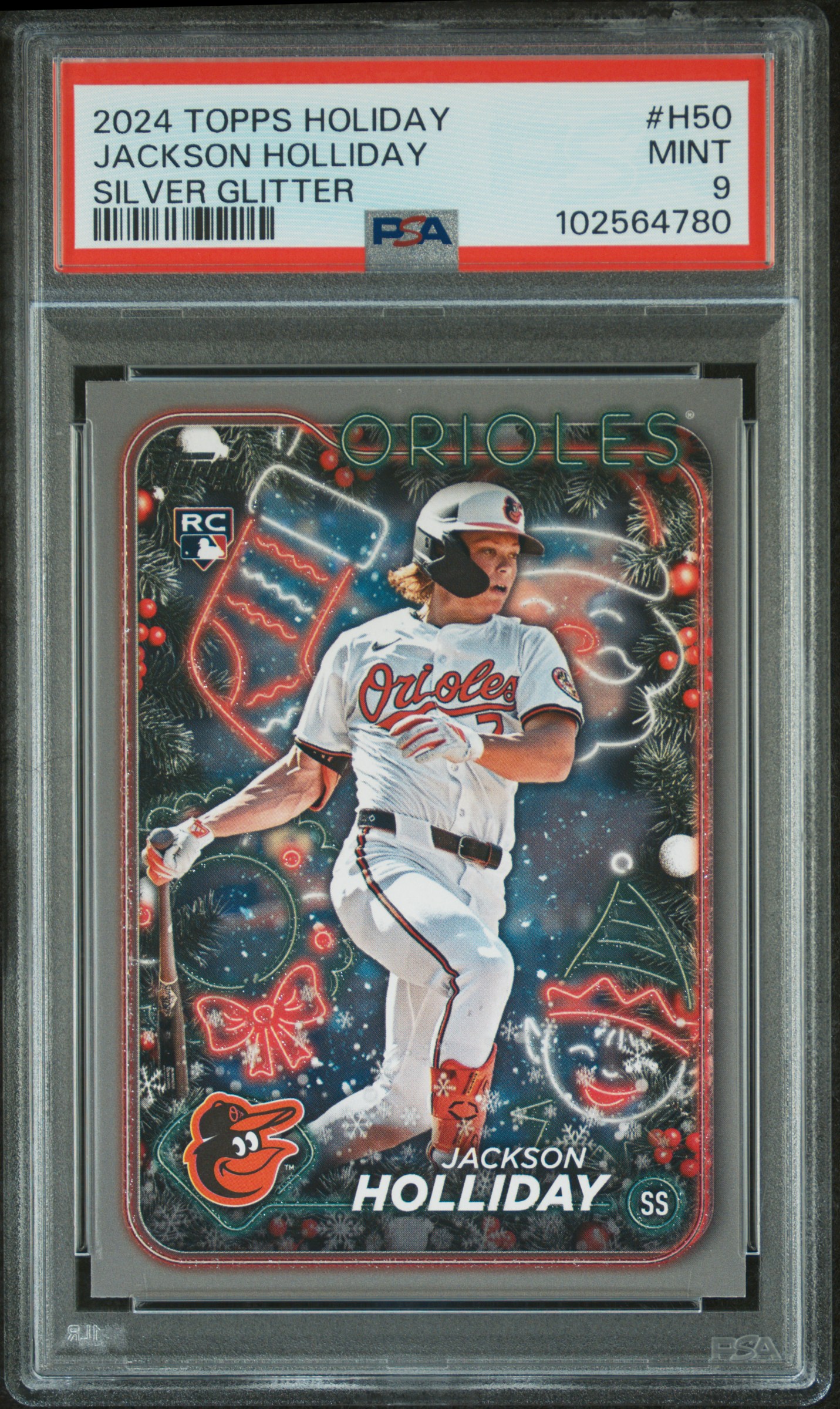 2024 Topps Holiday Jackson Holliday #H50 (Silver Glitter) Mint 9 front