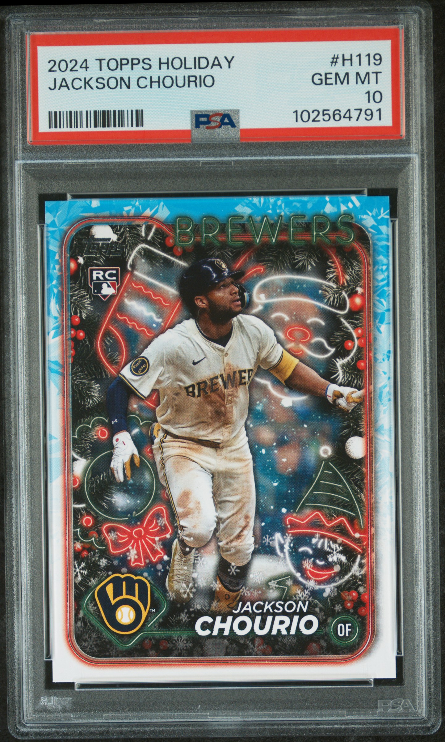 2024 Topps Holiday Jackson Chourio #H119 Gem Mt 10 front